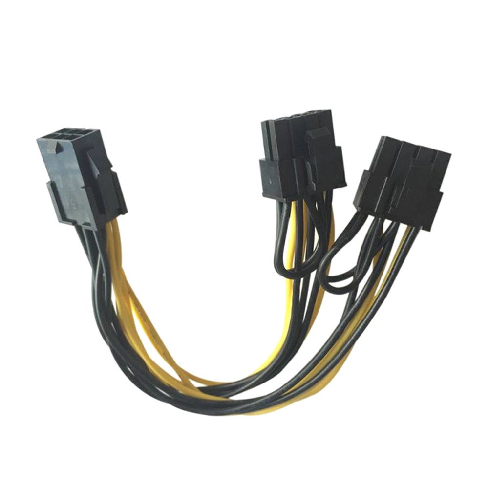 Bolwins R01 6pin PCIe auf 2x 8pin Grafikkarte Stromkabel PCI-Express Adapter Stromkabel, PCIe 6-Pin weiblich, 2x PCIe 6+2-Pin männlich (18 cm), PCIe Power Splitter, 6+2-Pin flexibel, kompakte Bauform