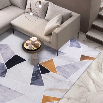 Designteppich Modern Teppich Wohnzimmerteppich Beige Grau, Mazovia, 80 x 150 cm, Fußbodenheizung, Allergiker geeignet, Rutschfest