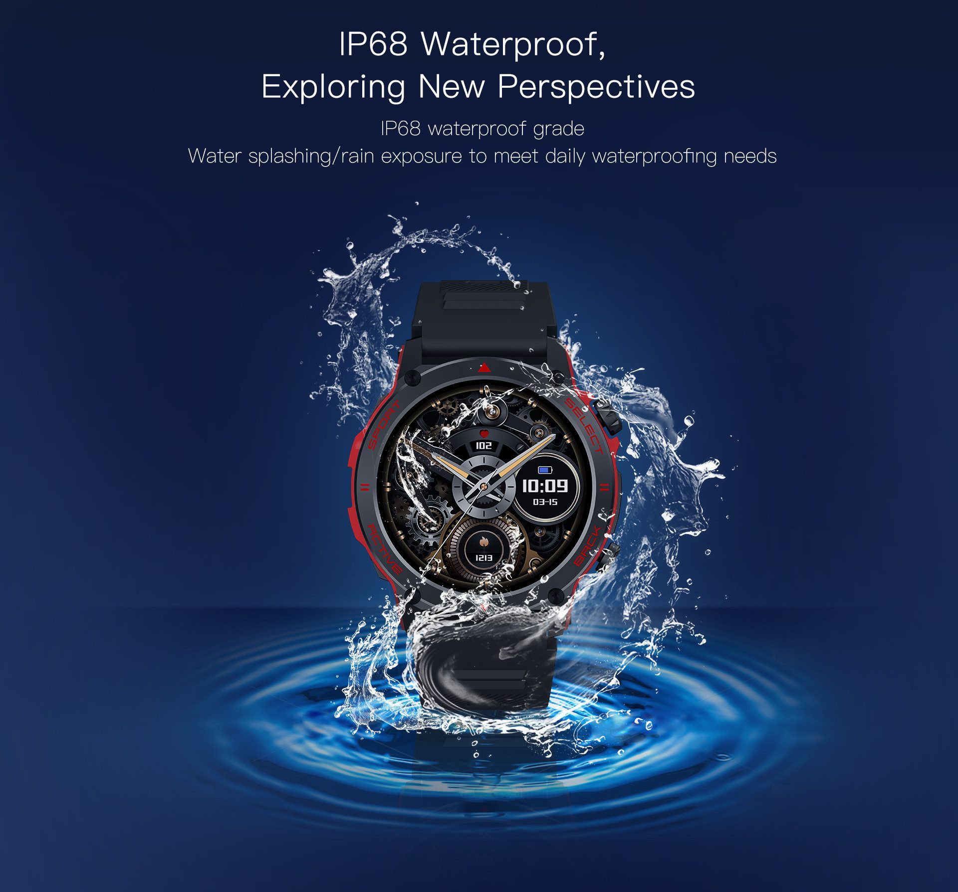 Zevelora Fitness-Tracker IP68 Wasserdicht mit Herzfrequenz Robust Herren Smartwatch (3,6 cm/1,4 Zoll, Android/iOS), 1-tlg., Bluetooth Sportuhr Schrittzähler Schlafmonitor für Android / iOS