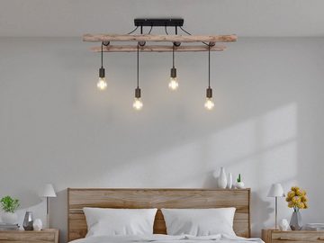 meineWunschleuchte LED Deckenleuchte, Dimmfunktion, LED wechselbar, Warmweiß, große ausgefallene Holz-lampe rustikal für Decke mehrflammig, B: 115cm