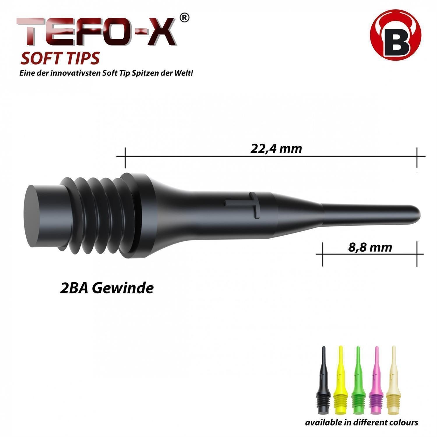 BULL'S Softdarts Tefo-X Soft Tips 6mm(2BA) 100/schw.