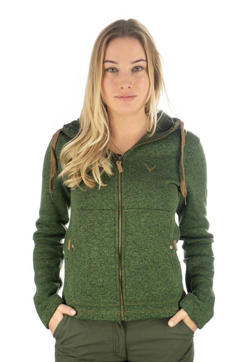 Tom Collins Strickfleecejacke Adisur Damen Kapuzenjacke mit Hirsch-Stickerei auf der Brust – Bild 3 von 5