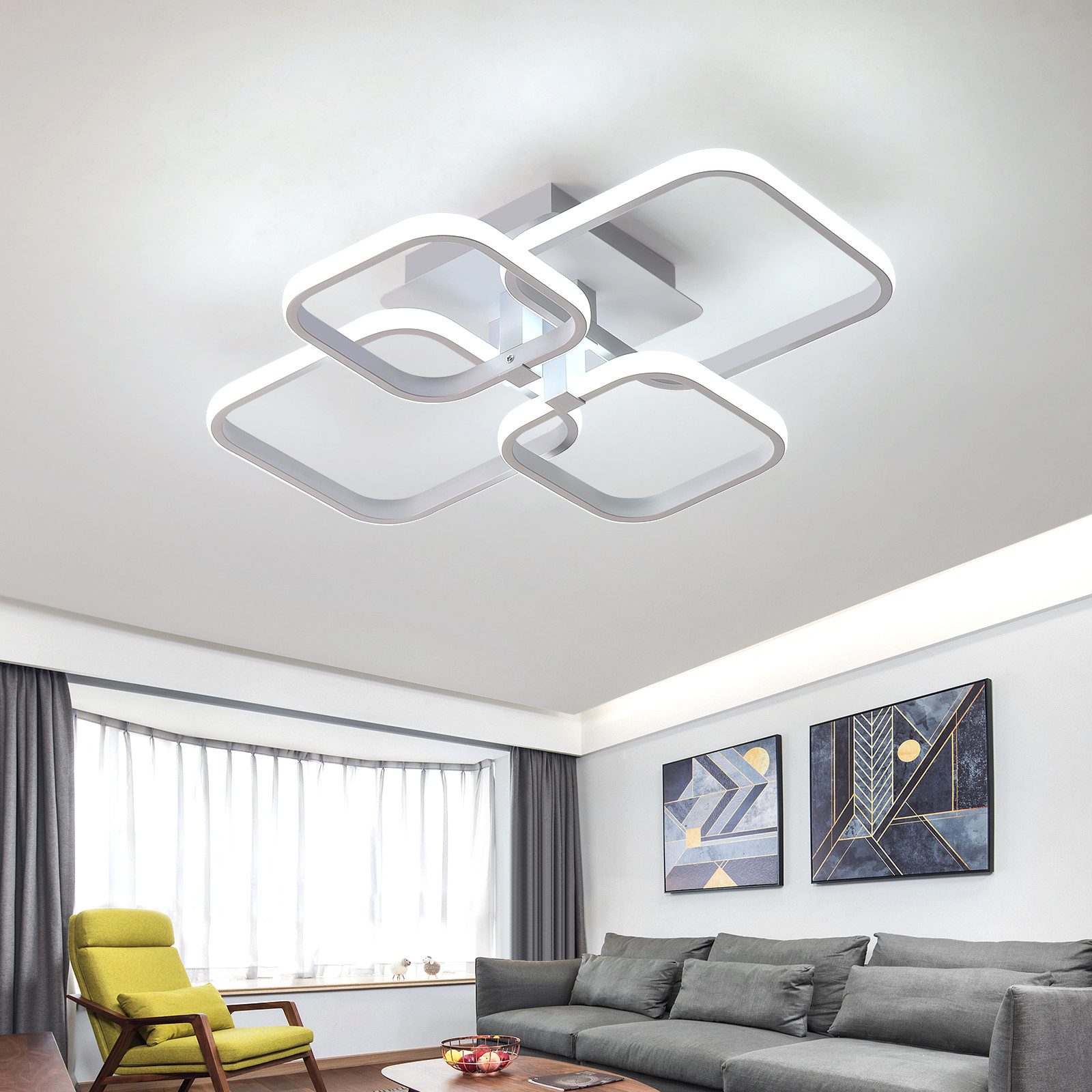 Goeco Deckenleuchte Eckig, LED Aluminiumleuchte, weiß günstig online kaufen
