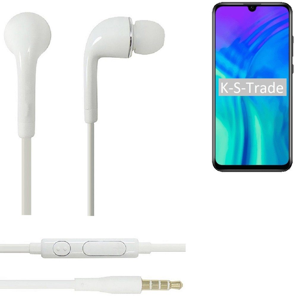 K-S-Trade für Huawei Honor 20 In-Ear-Kopfhörer Lite u 3,5mm) mit weiß Lautstärkeregler (Kopfhörer Mikrofon Headset