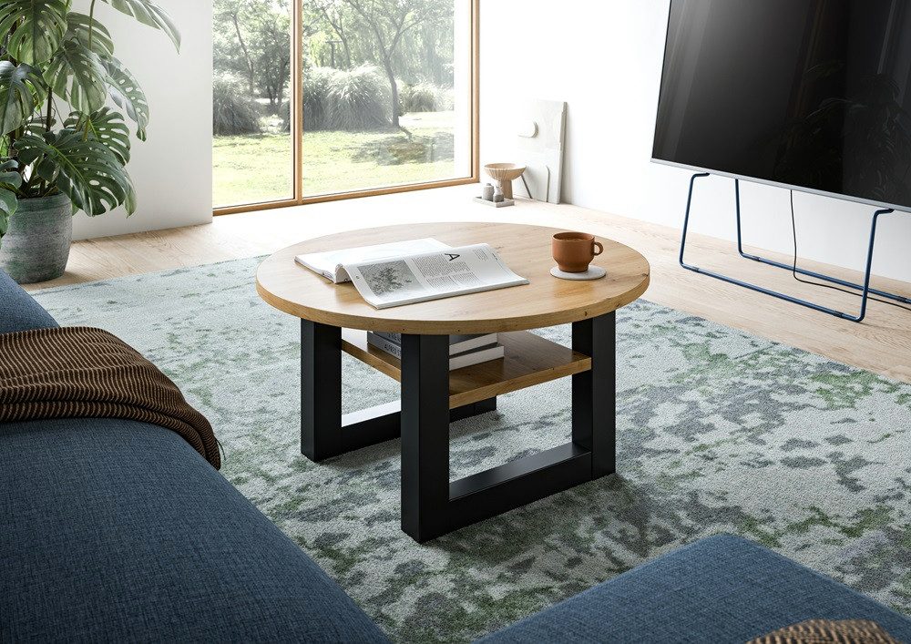 xonox.home Couchtisch Couchtisch Seattle, rund, Ø75, Artisan Eiche / grau, Wohnzimmertisch, Eiche Artisan, Ø75