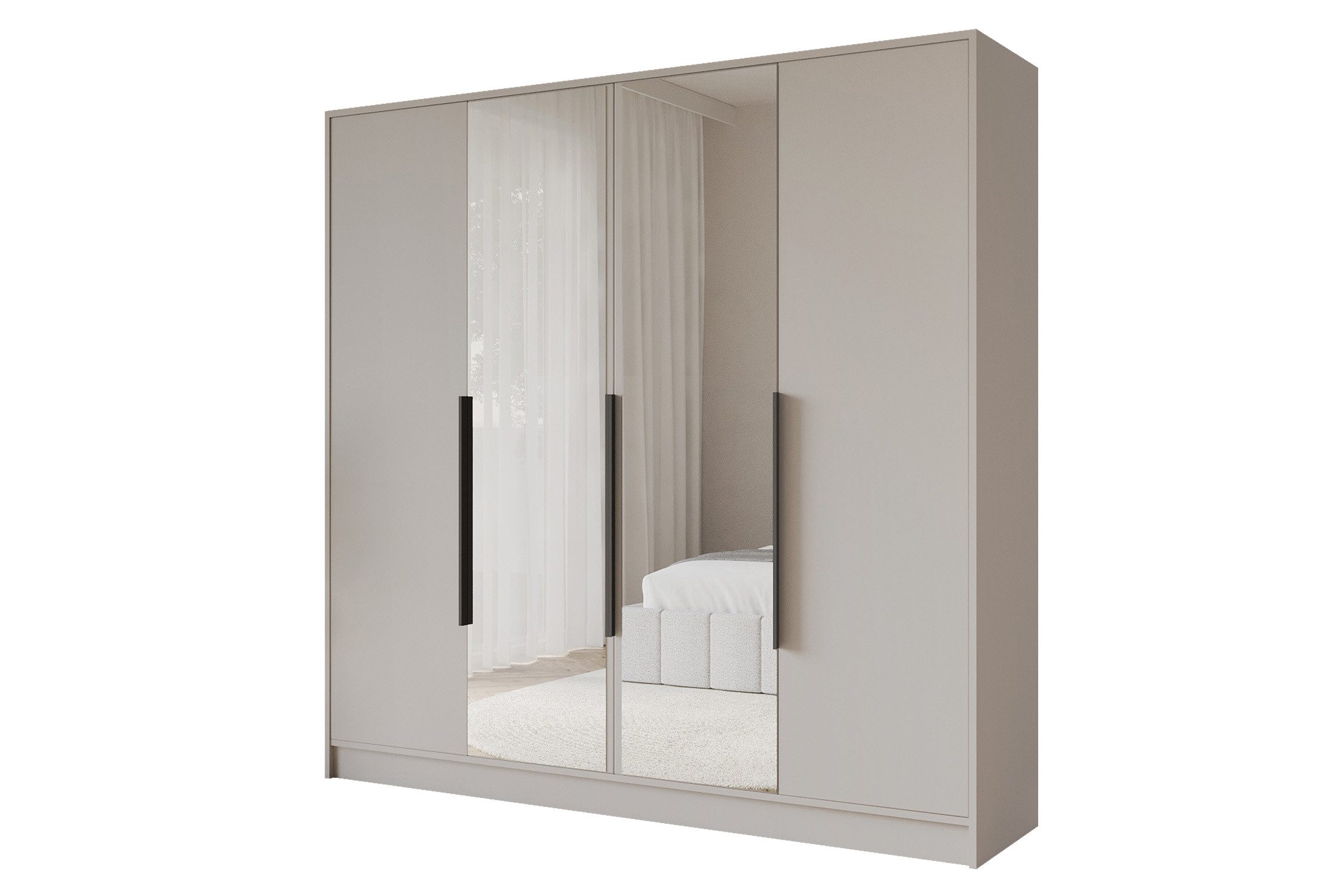 ALTDECOR Drehtürenschrank LESE (Kleiderschrank Garderobenschrank mit viel Stauraum, Moderner Schrank) Vielseitiger Drehtürenschrank mit Spiegeltüren Spiegel Flügeltüren
