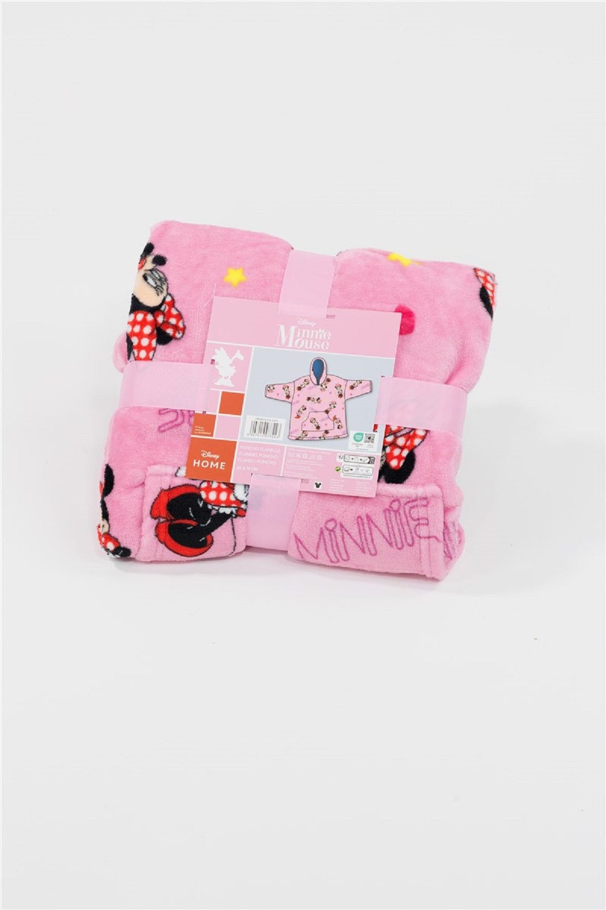 Disney Minnie Mouse Poncho - Bequemer Überwurf mit Kapuze in Einheitsgröße (1-St) geeignet für Kinder von 7-14 Jahren