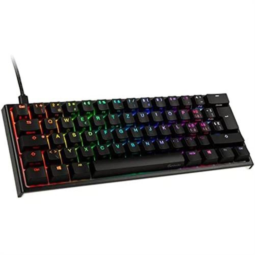 Ducky ONE 2 Mini Gaming-Tastatur (MX-Black, mechanisch, ABS Tastenkappen, CH-Layout, RGB LED Beleuchtung, TKL-Mini-Version, Schwarz / Weiß)