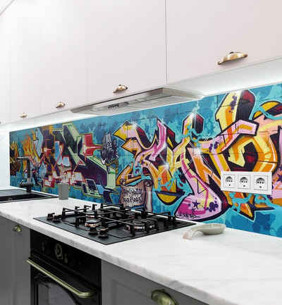 MyMaxxi Dekorationsfolie Küchenrückwand Graffiti Schrift selbstklebend Spritzschutz Folie