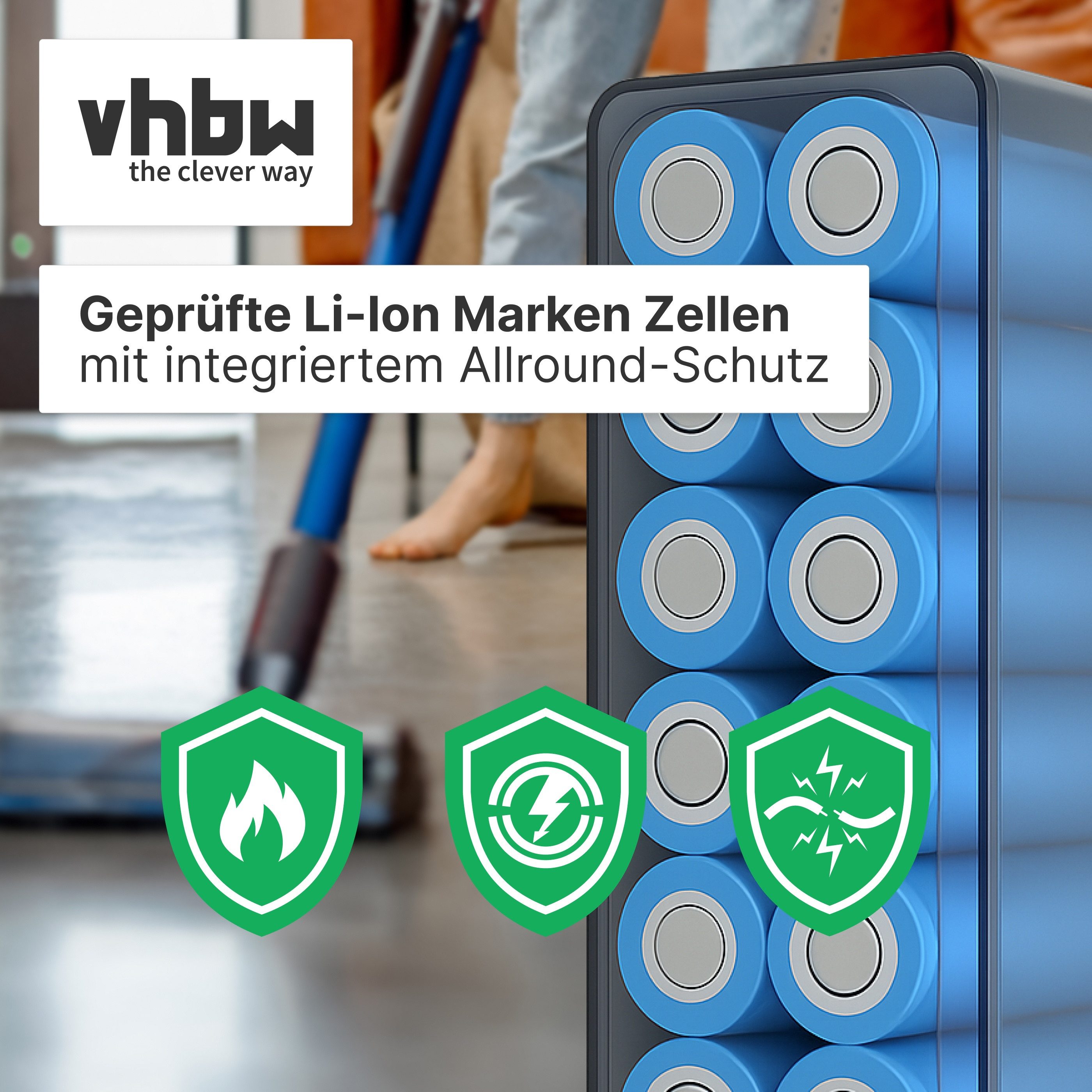 vhbw passend für Dyson SV10, V8, V8 Absolute Cord-Free, SV12, V8 Animal, V8 Staubsauger-Akku Akku Li-Ion 3000 mAh (21,6 V, 1 St), Leistungsfähiger Austausch-Akk – Bild 5 von 5