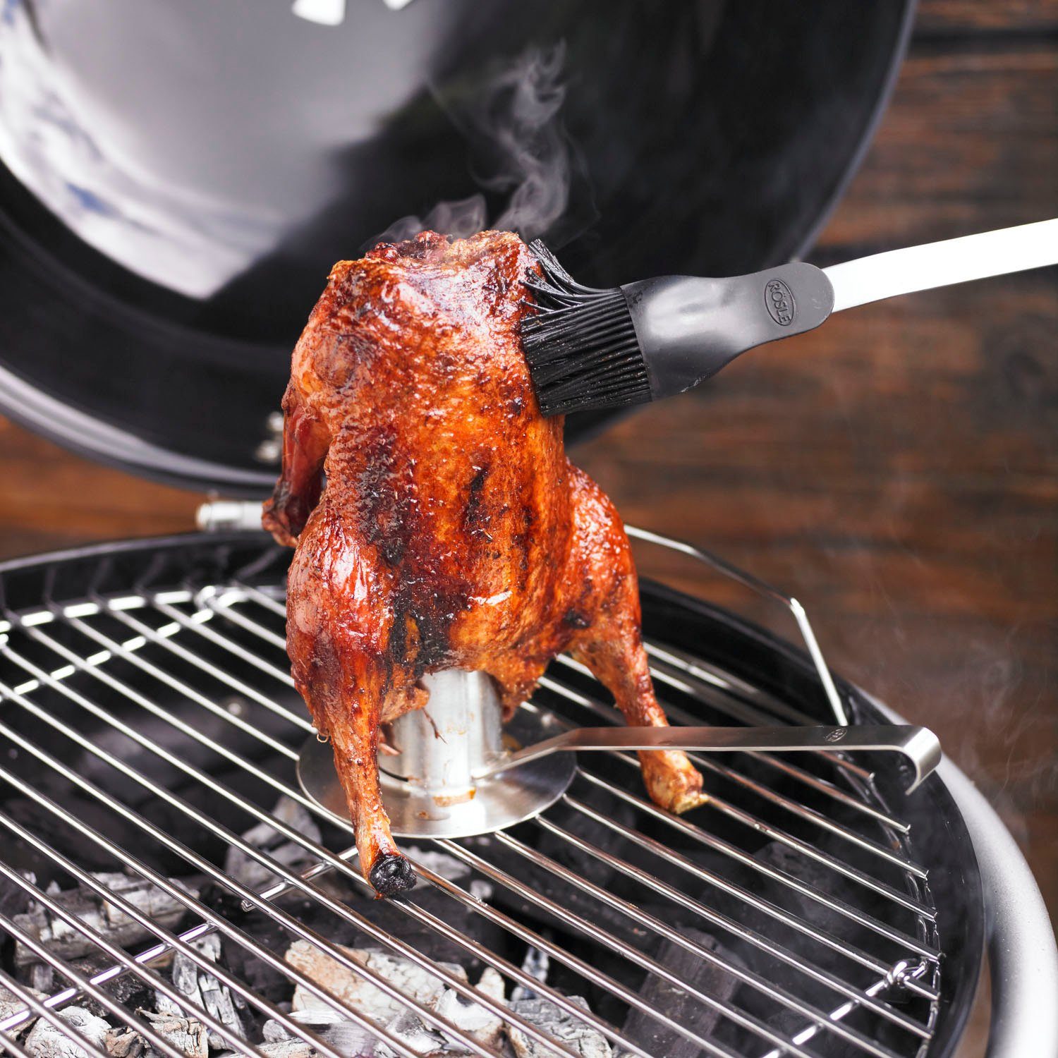 RÖSLE Hähnchenbräter 25078, Edelstahl, für Grill und Backofen, spülmaschinengeeignet