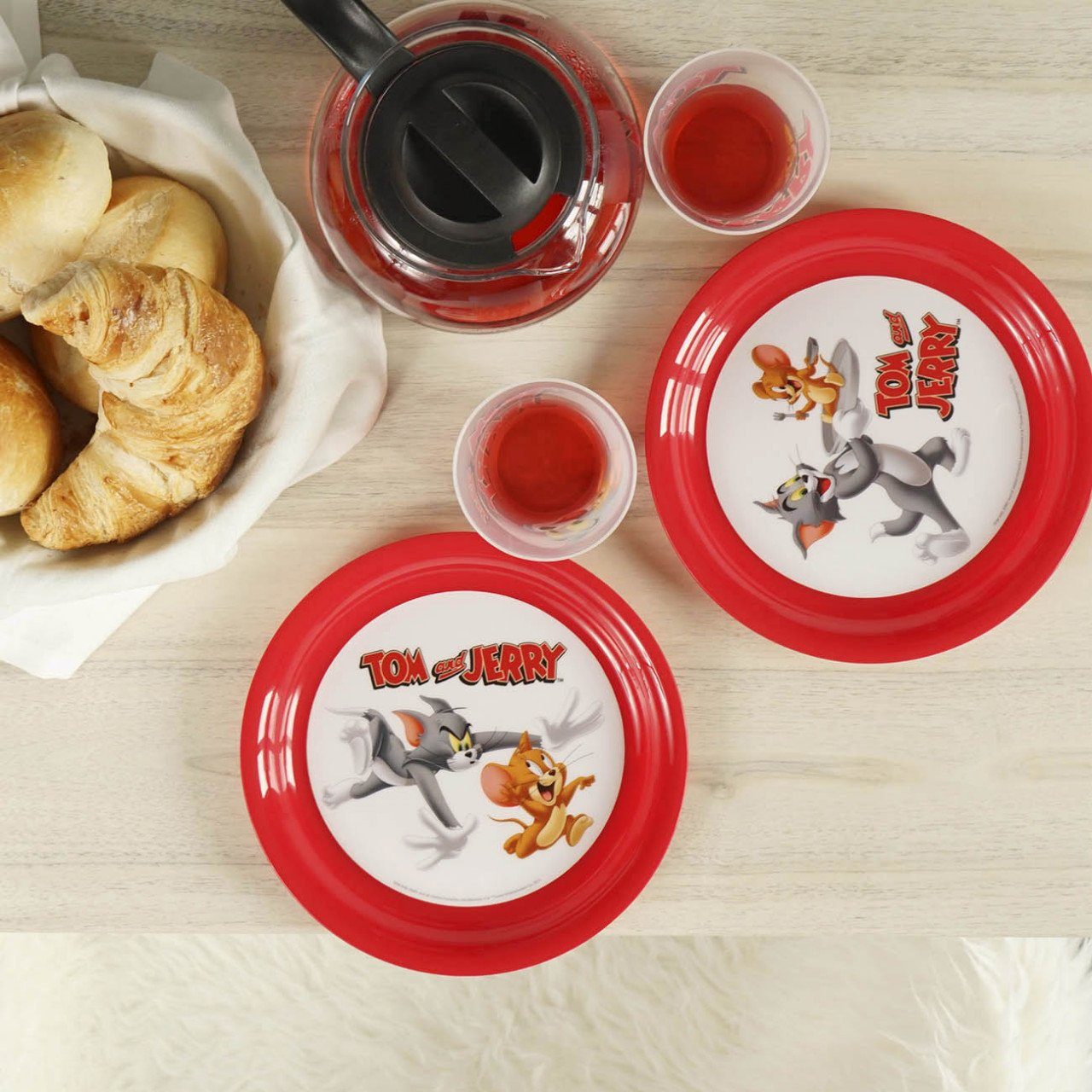 Geda Labels GmbH Frühstücksteller Tom & Jerry 4er Set, (4 St), Rot, 21cm, spülmaschinengeeignet – Bild 2 von 4