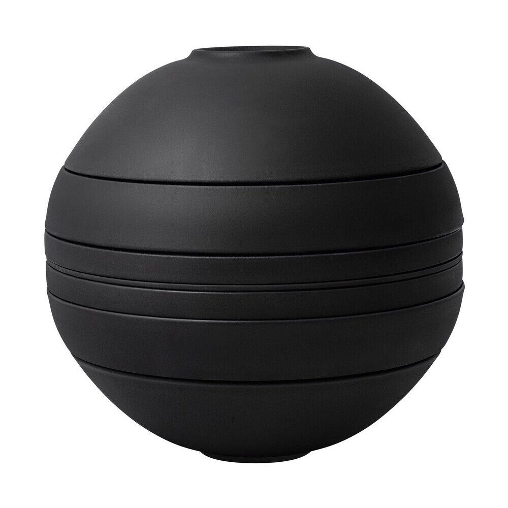 Villeroy & Boch Geschirr-Set Signature La Boule 7-tlg. Iconic Black, Premium Porcelain, 7-teiliges Kombiservice, Geschirrset, Tafelservice, für 2 Personen