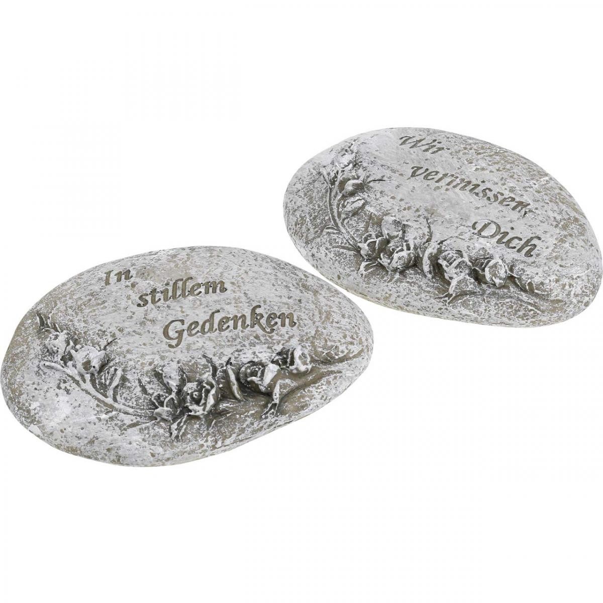 Viana Engelfigur Gedenkstein mit Spruch und Rosenmotiv als Grabschmuck