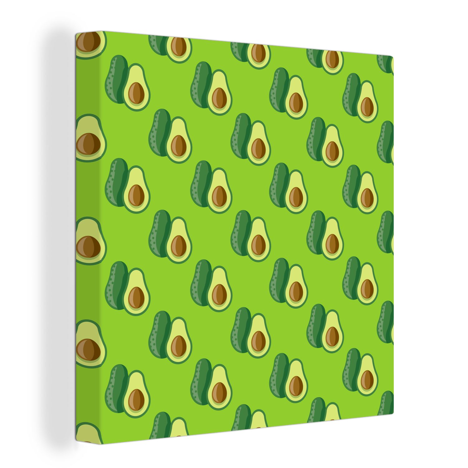 OneMillionCanvasses® Leinwandbild Muster mit Avocados, (1 St), Leinwand Bilder für Wohnzimmer Schlafzimmer