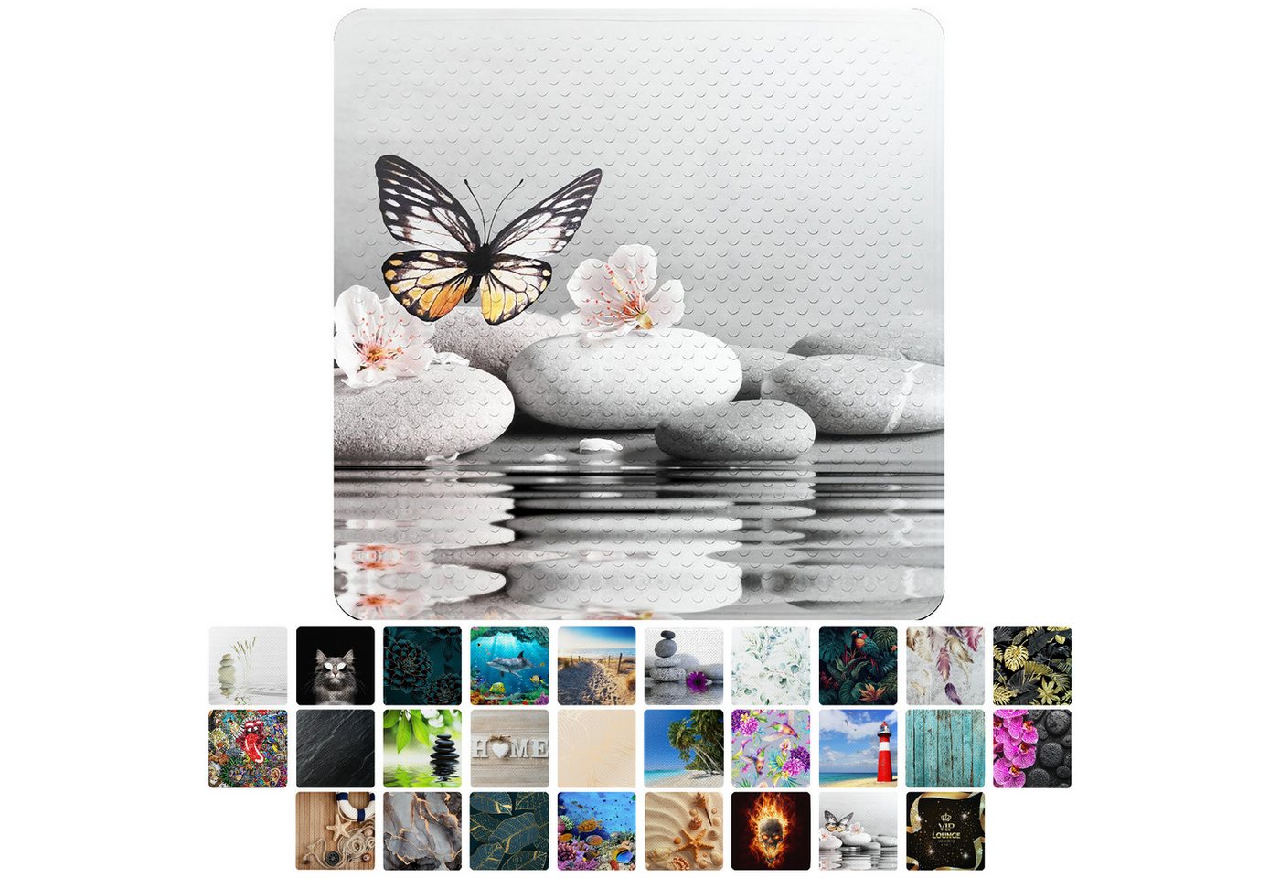 Sanilo Duschmatte mit Motiv, viele schöne Badematten zur Auswahl, rutschfeste & sichere Badematte, hochwertig, Kunststoff PVC, quadratisch, 230 extra starke Saugnäpfe, 53 x 53 cm, waschbar