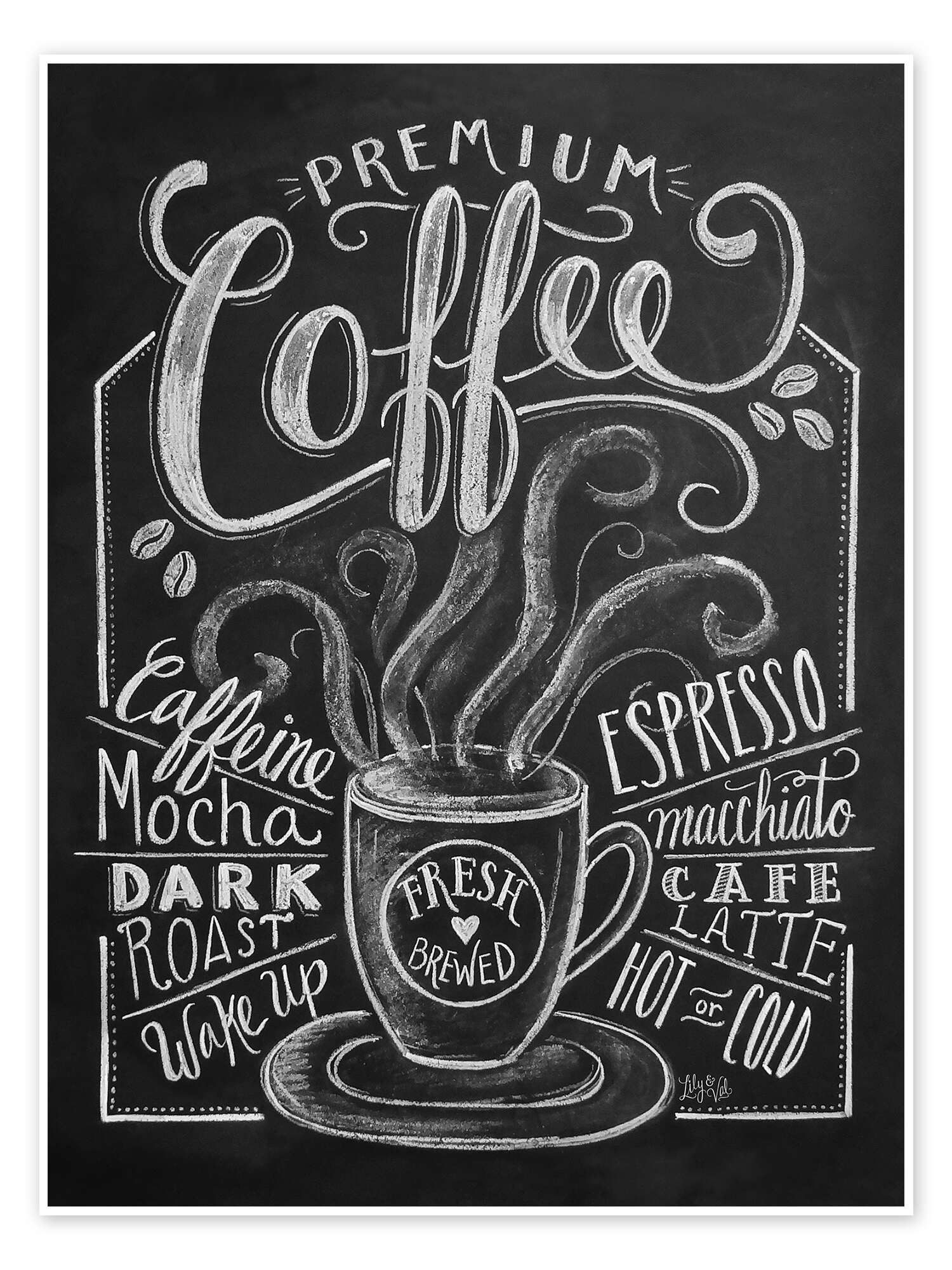 Posterlounge Wandbild Frischer Kaffee, Lily & Val, erhältlich als Poster, L günstig online kaufen