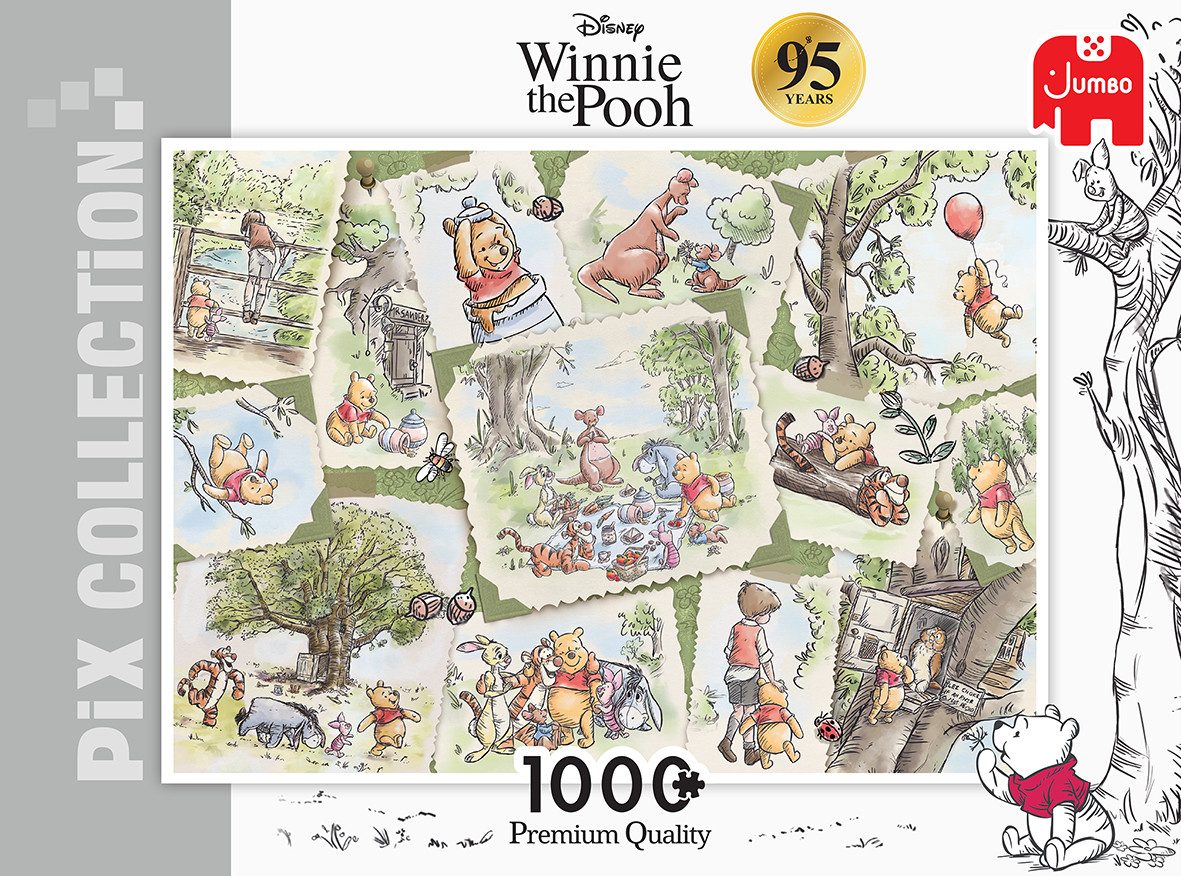 Jumbo Spiele Puzzle Disney Pix Collection Winnie the Pooh 95 Jahre Edition 1000 Teile, 1000 Puzzleteile, Made in Europe