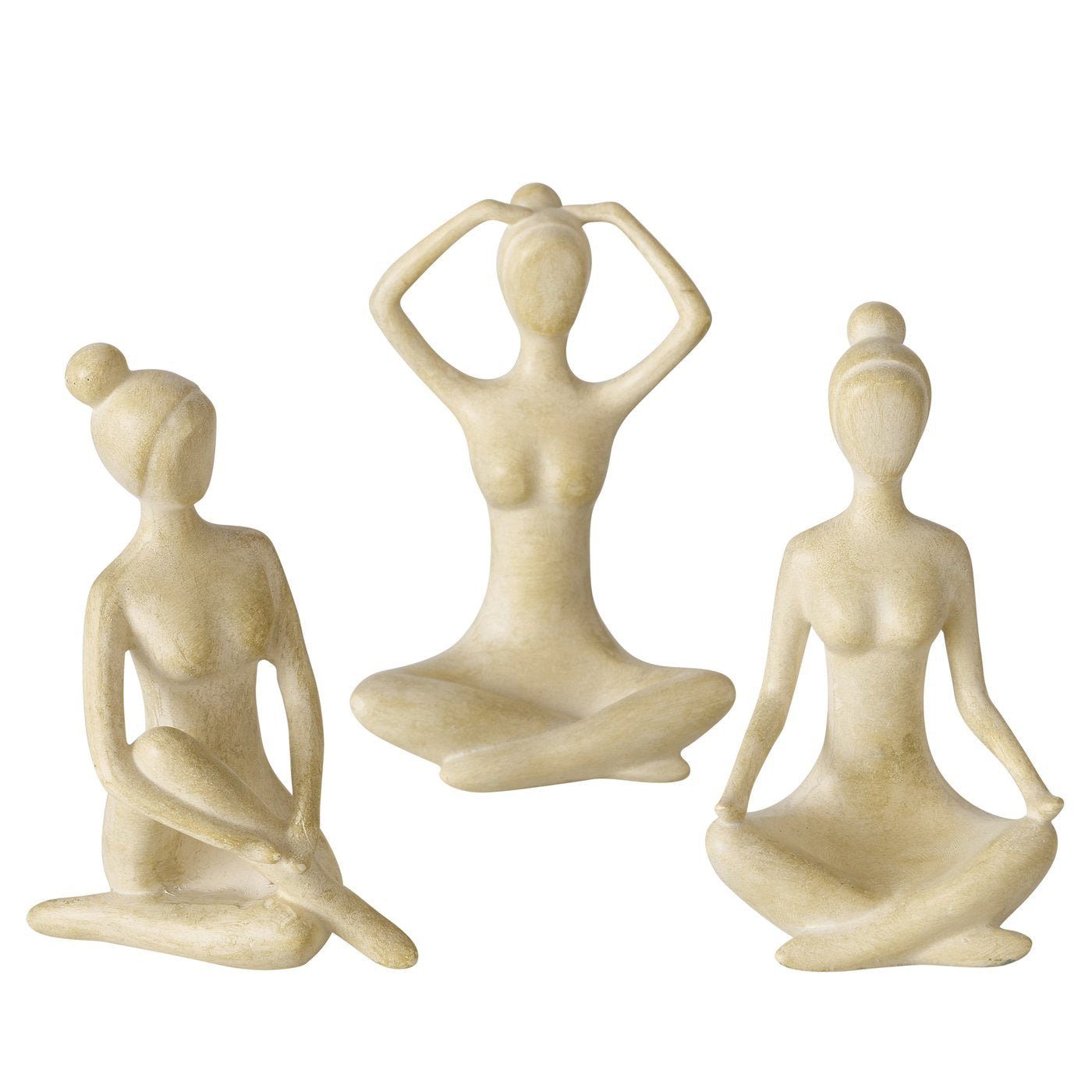 Beige Figuren Marie Dekoobjekt Yoga und GILDE Yogapraxis in Set ihre Handgemachte 3er H