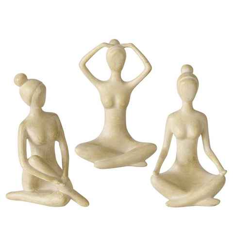 MF Dekoobjekt 3er Set Handgemachte Yoga Figuren Marie und ihre Yogapraxis in Beige H
