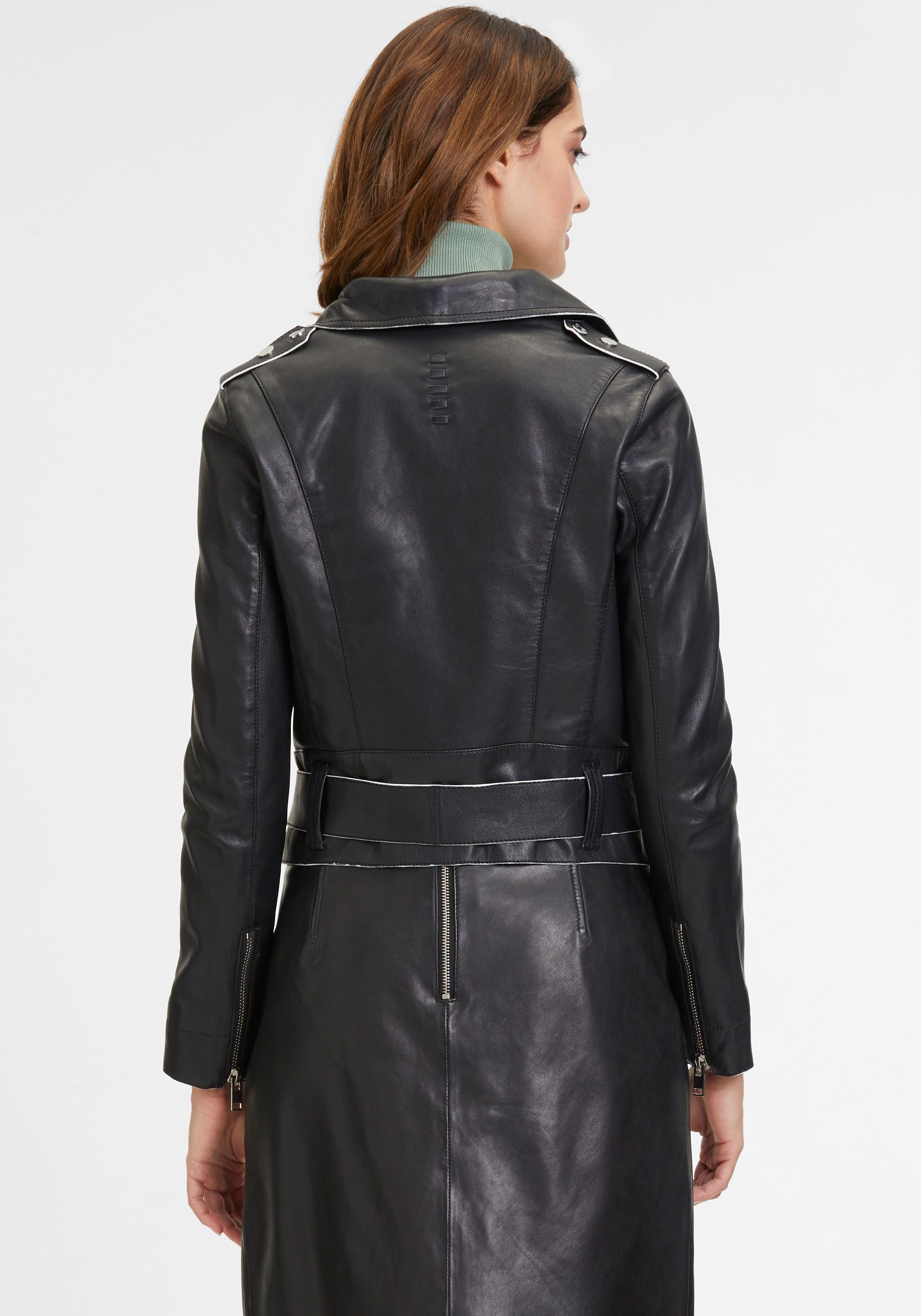 Mauritius Lederjacke G2WCelin SF mit asymetrischem Reißverschluss, Gürtel, günstig online kaufen