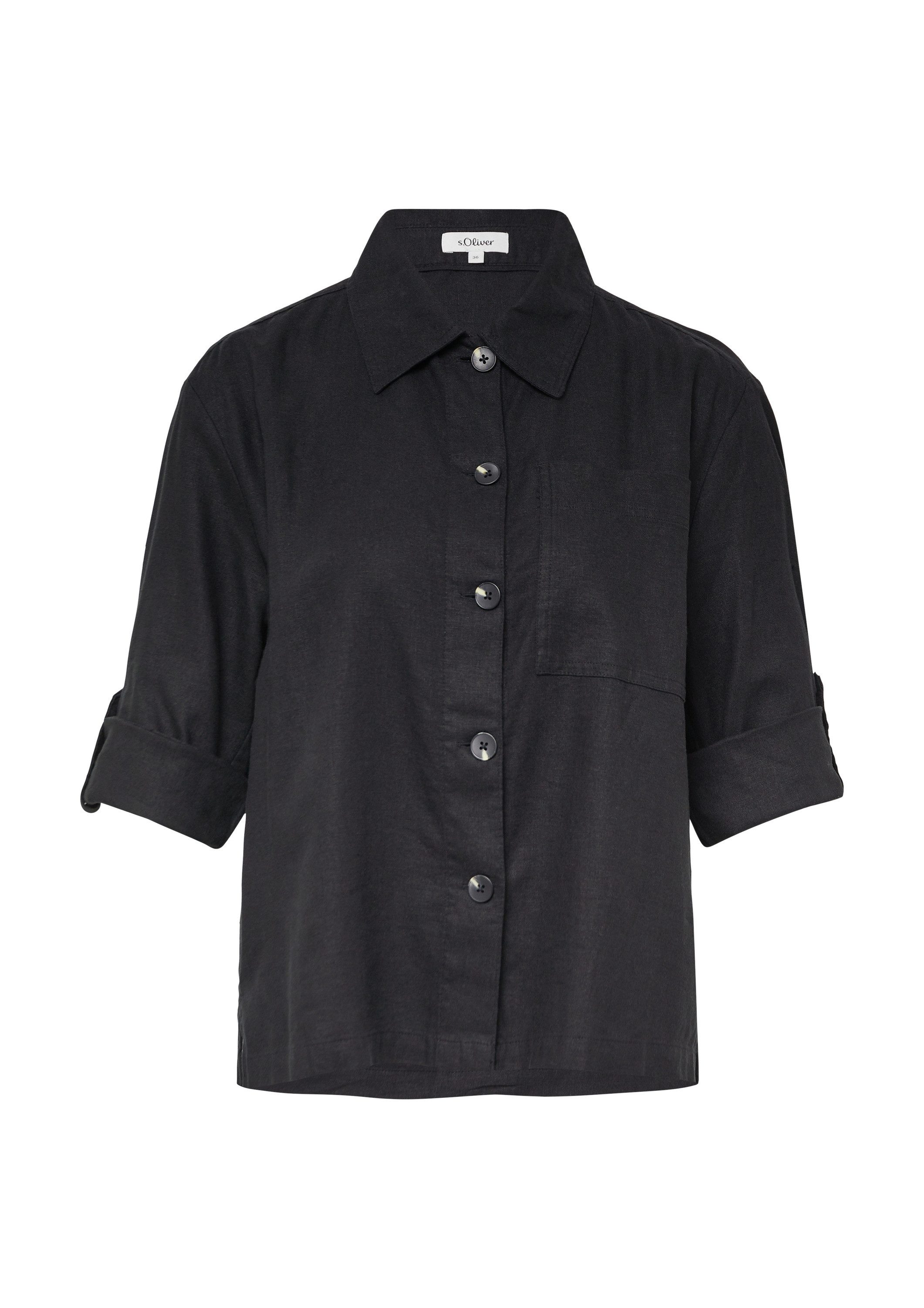 s.Oliver Kurzarmbluse Bluse Hemdbluse aus Leinenmix günstig online kaufen