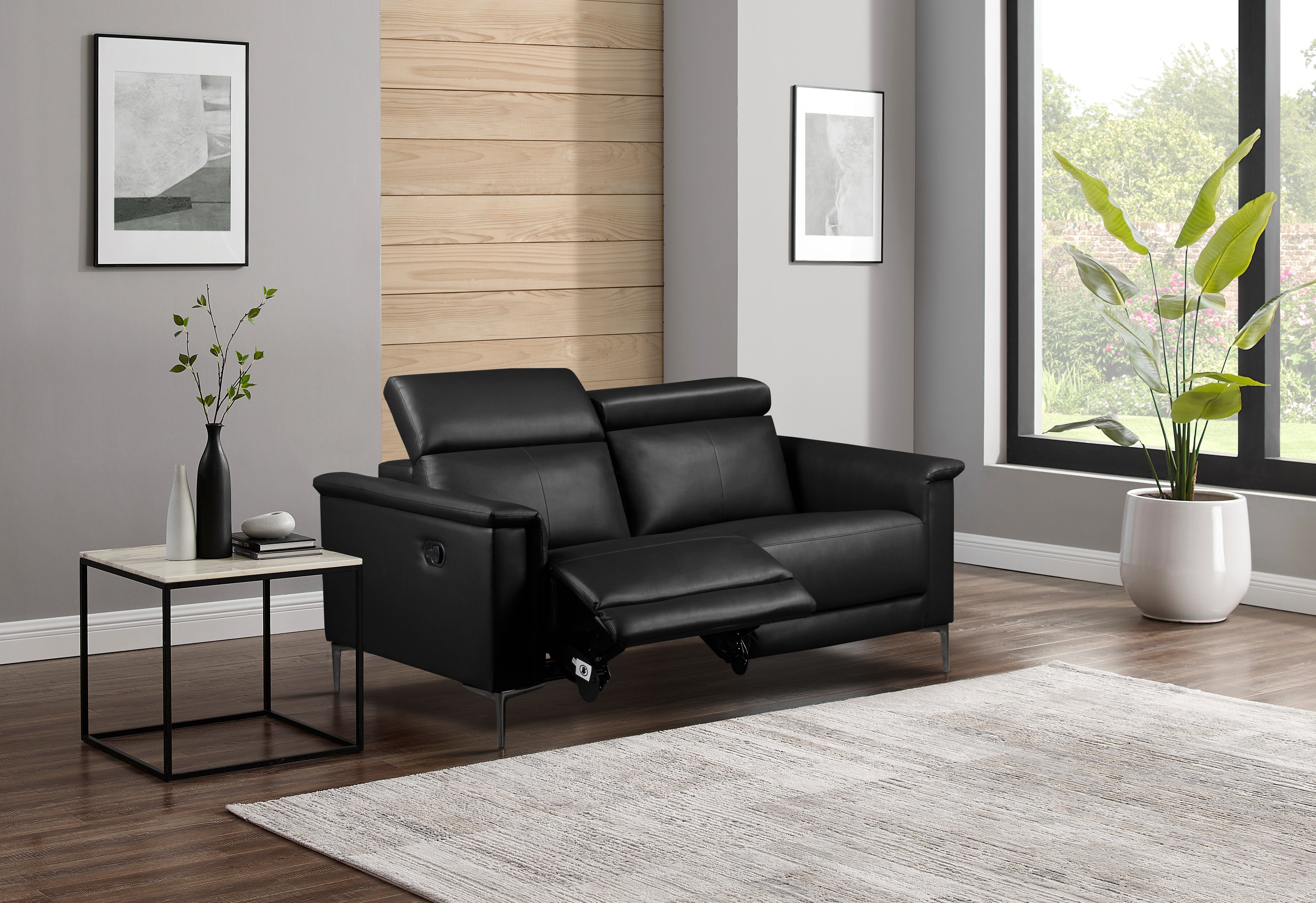 OTTO home 2-Sitzer LUND Lederoptik, 160 cm, mit Relaxfunktion und Kopfteilverstellung, manuell od. elektrisch (m.USB-C), Federkern