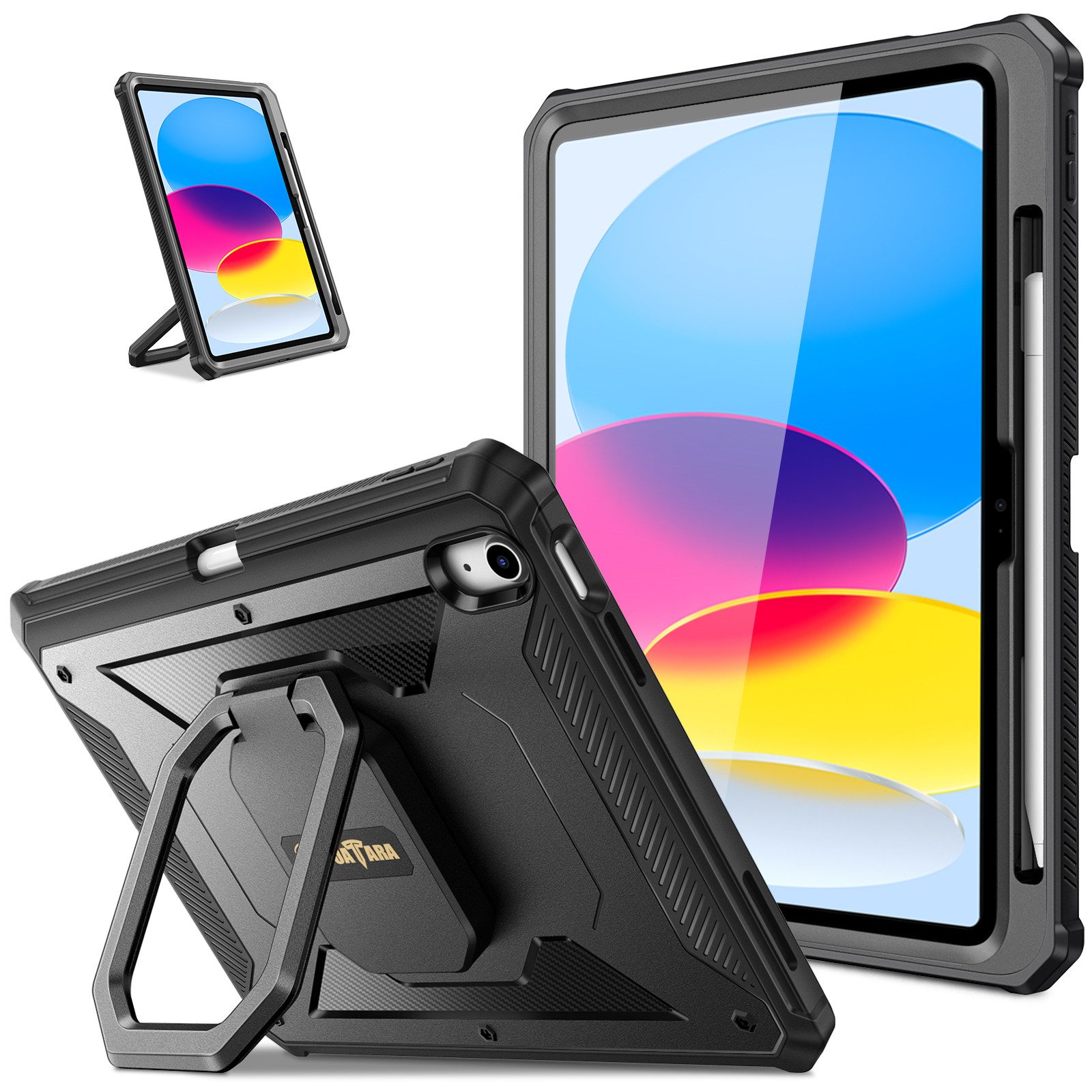 Fintie Tablet-Hülle für iPad 11./10. Generation 11/10,9 Zoll 2025/2022[Tuatara Magic Ring], 360 Grad drehbarer Griff Ständer Stoßfest Cover mit Displayschutzfolie