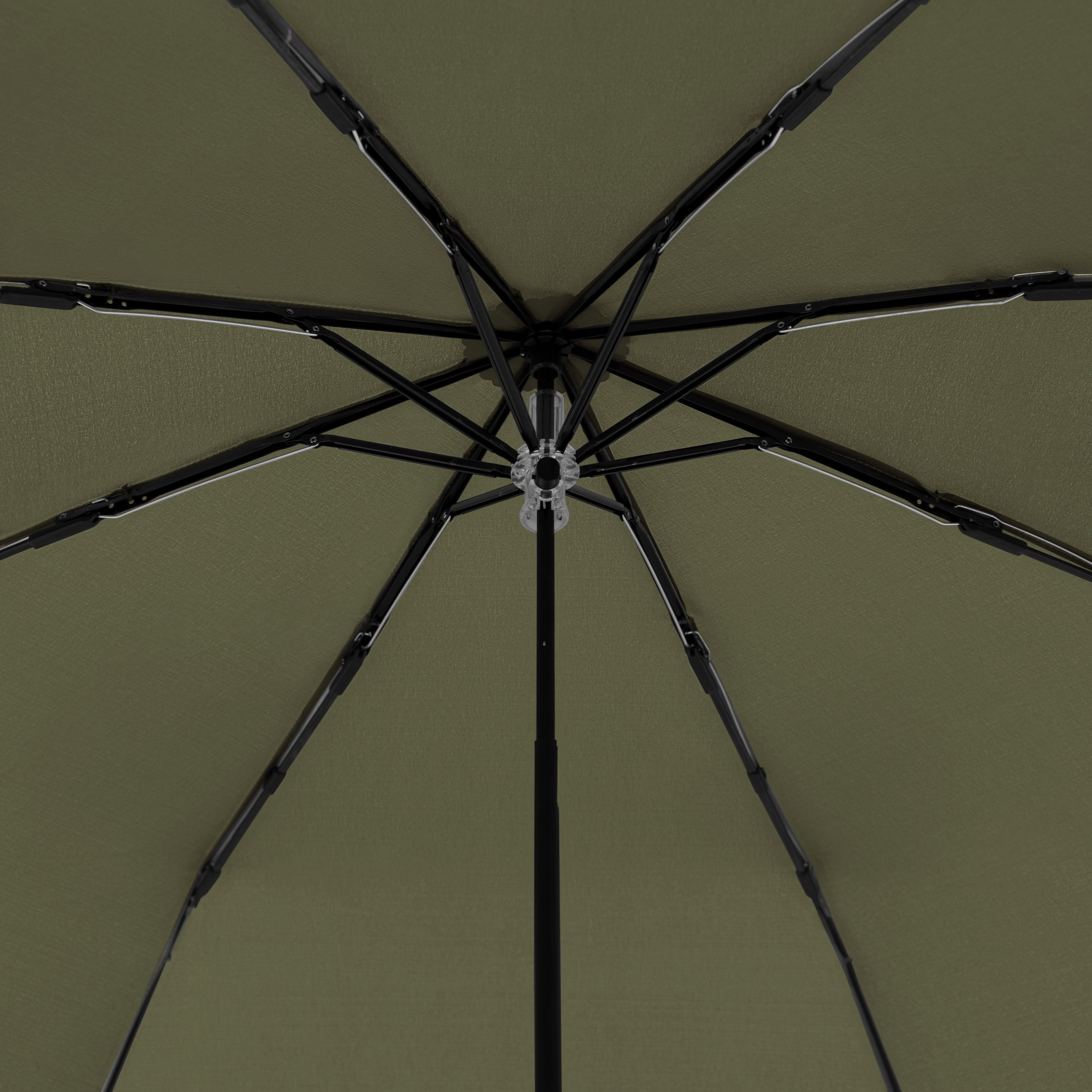 Taschenregenschirm Mini, nature aus schützt deep doppler® FSC®- weltweit recyceltem Material - Wald Griff mit olive, aus