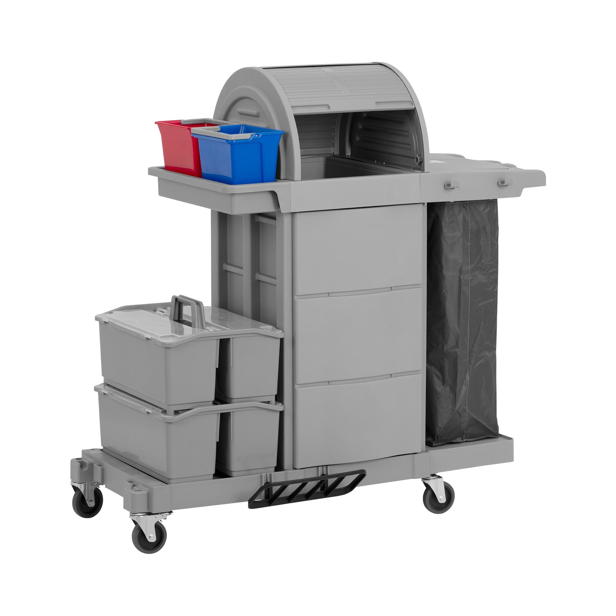 Ulsonix Putzwagen Reinigungswagen 100 kg Wäschesack 65 l abschließbares Fach & 2 Eimer