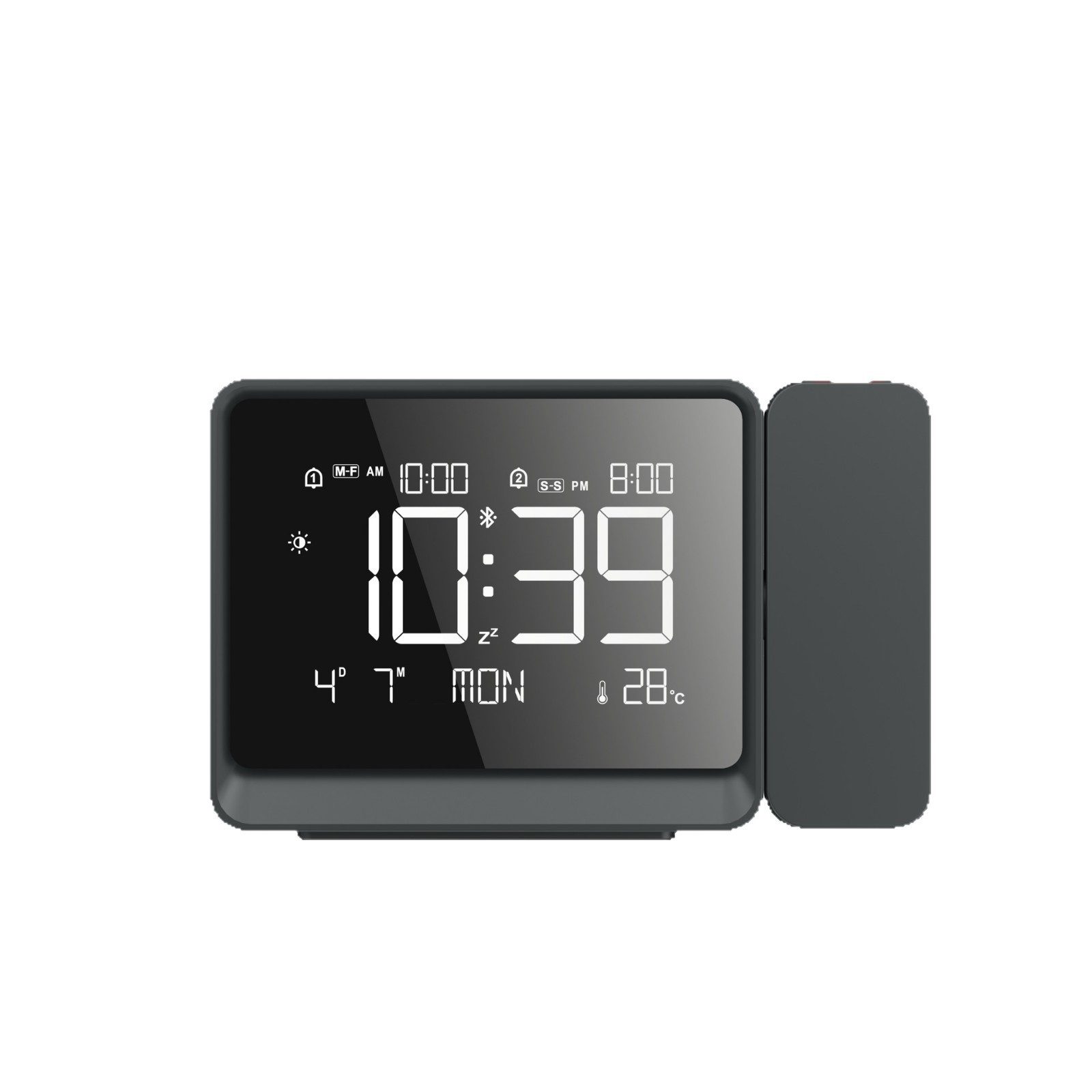 BBG Projektionswecker LED Projektionswecker mit Bluetooth-Zeitsynchronisation Temperaturanzeige, Snooze & Nachtlicht,einstellbarem Fokus,Lichtsensor