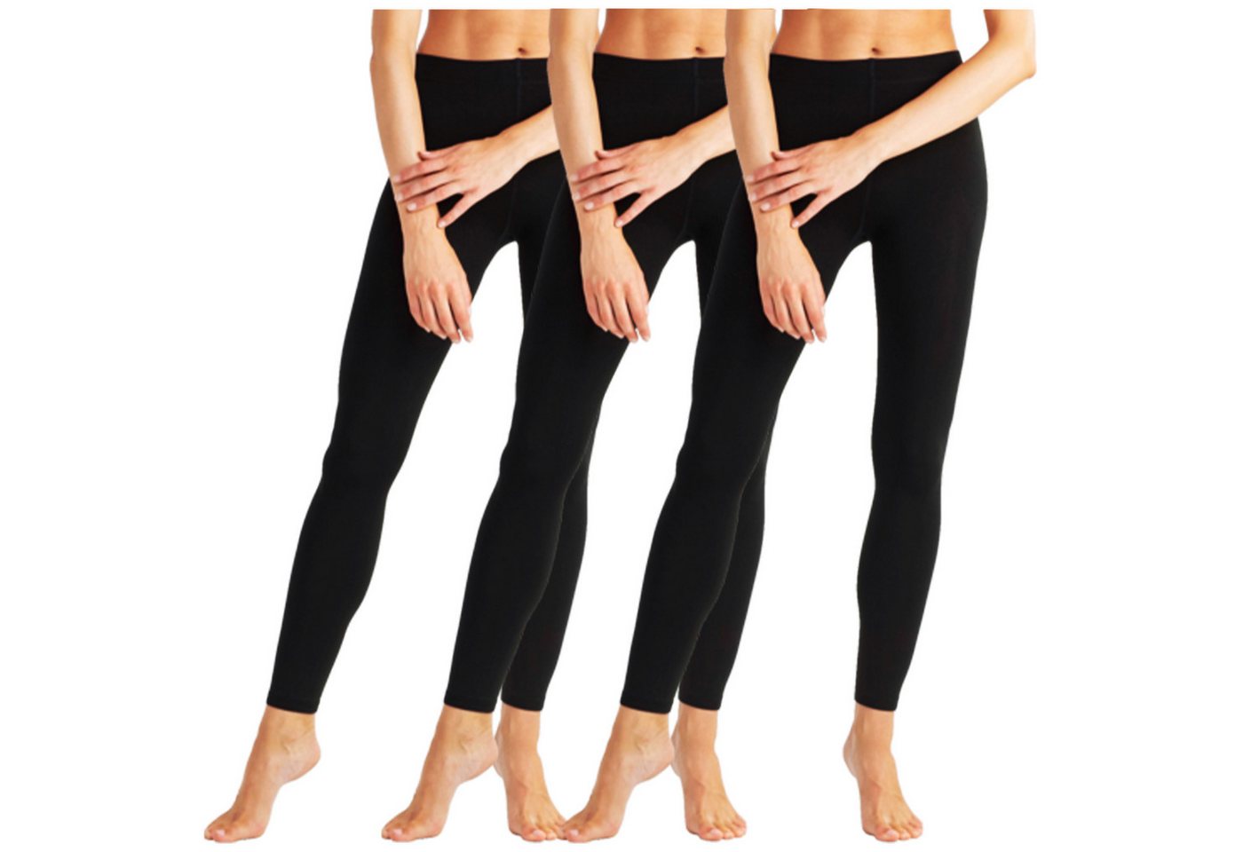 TEXEMP Thermoleggings Thermo Leggings Damen Warm Fleece 3er Pack Baumwolle Winter (Set, 3-tlg., 3er-Pack) Atmungsaktiv, Wärmend, Klimaregulierend