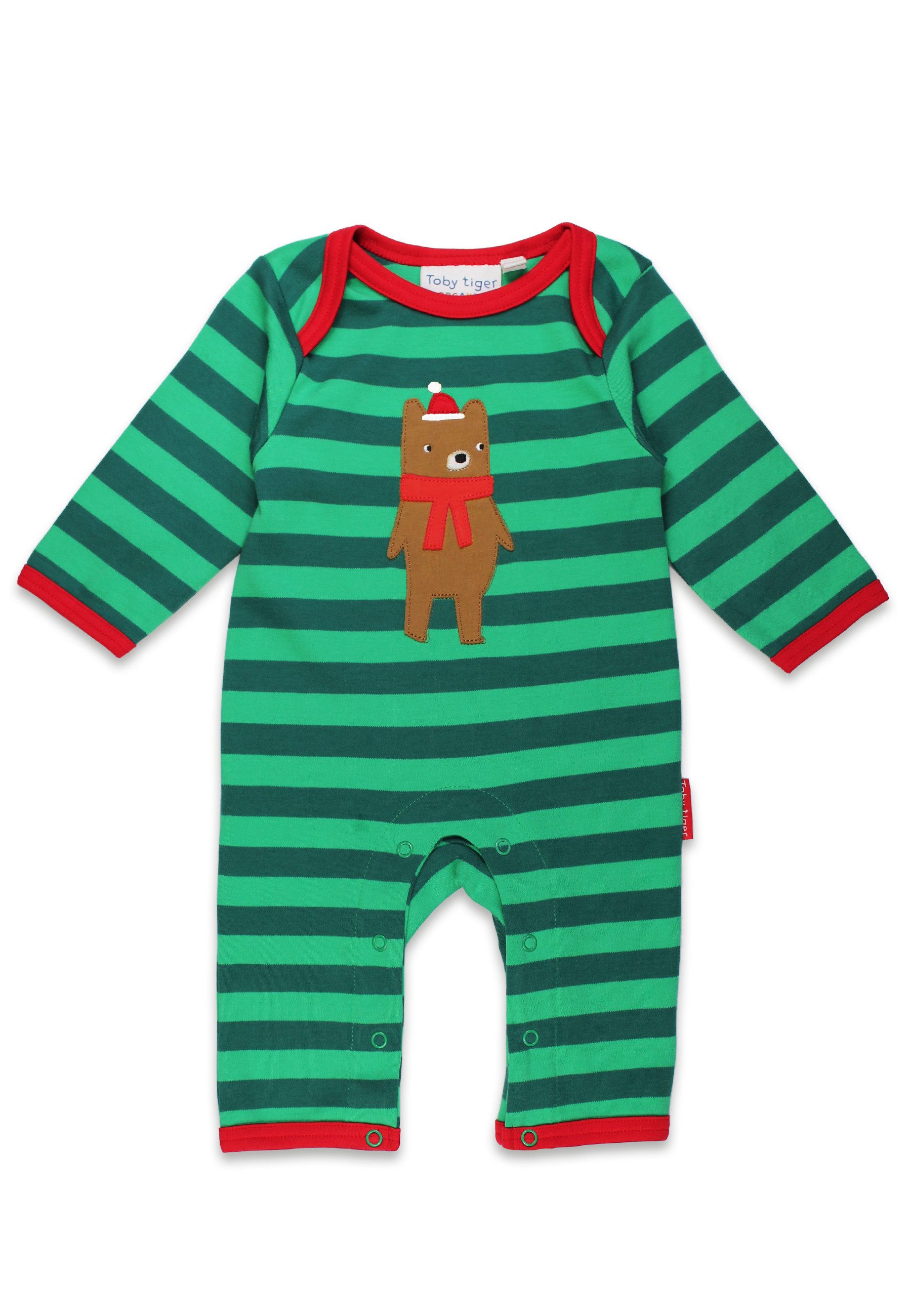 Toby Tiger Strampler Strampler mit Weihnachtsbär Applikation