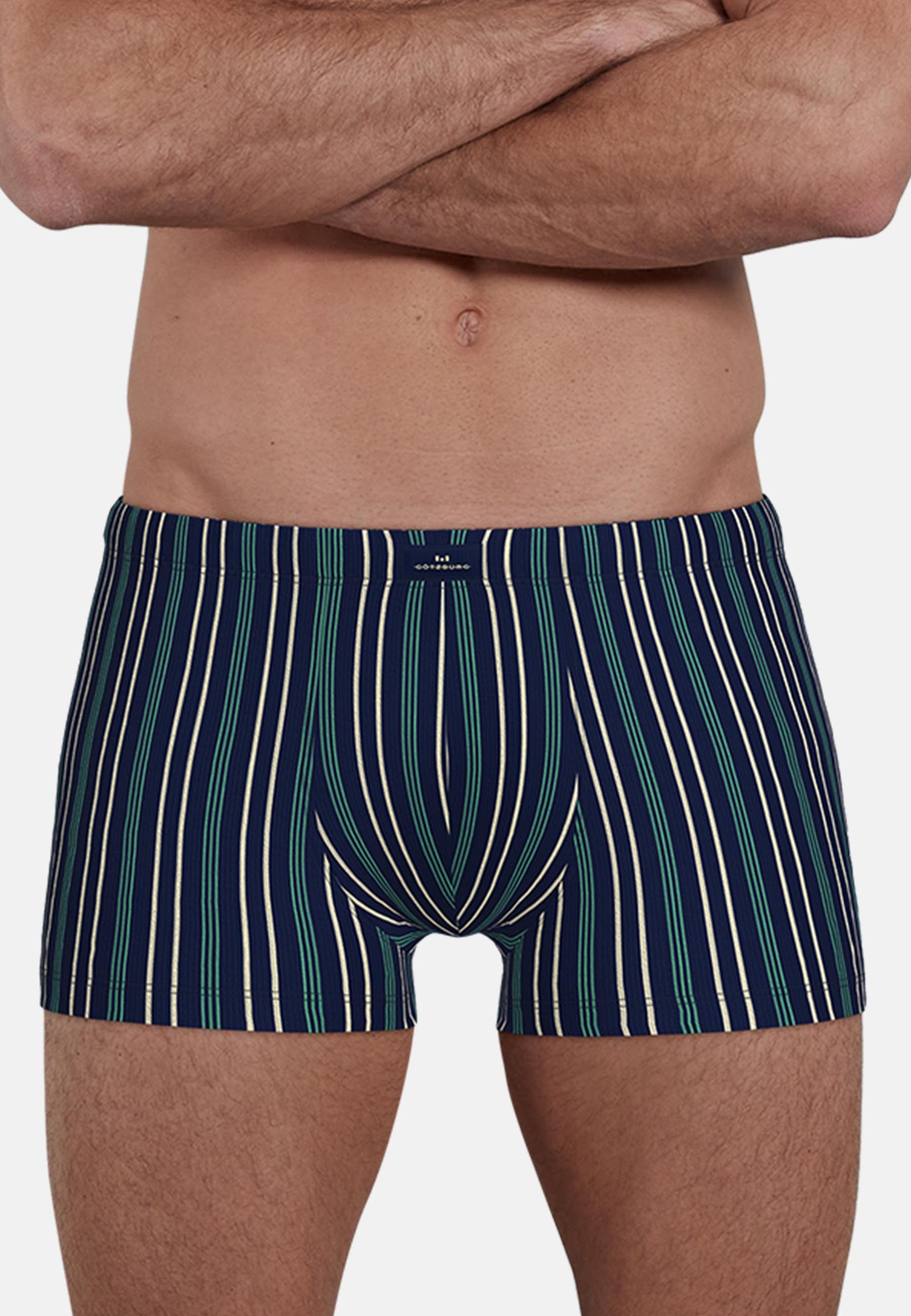 GÖTZBURG Retro Pants Edingburgh (2er Pack) gestreift, basic, kurz, eng, atmungsaktiv, mit Logo, Baumwollmix