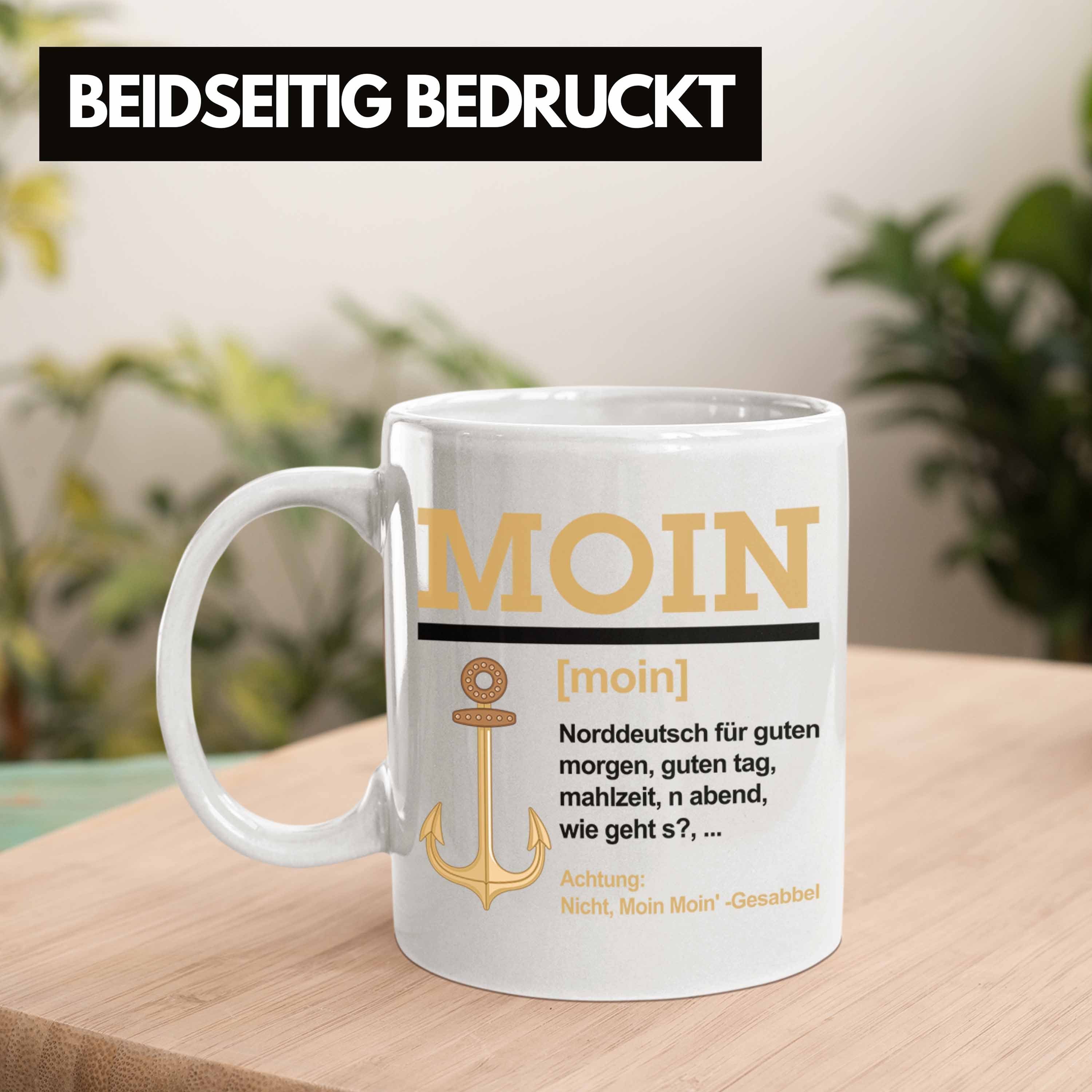 Slang Geschenk Norddeutschland Trendation Kaffeetasse Moin Tasse Weiss Tasse