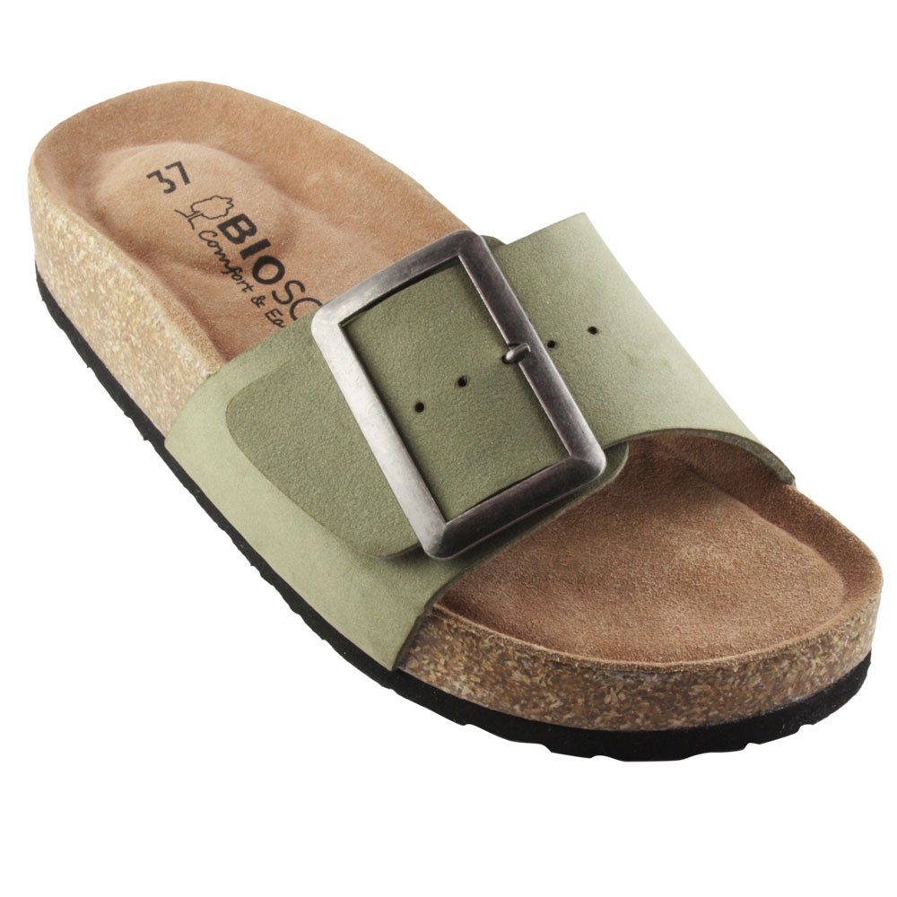 Biosoft & Größe - Sandale 37 Hurdy Optik Leder Walk Comfort Sandalen Khaki Easy Sommer 43 Biosoft Damen Flache