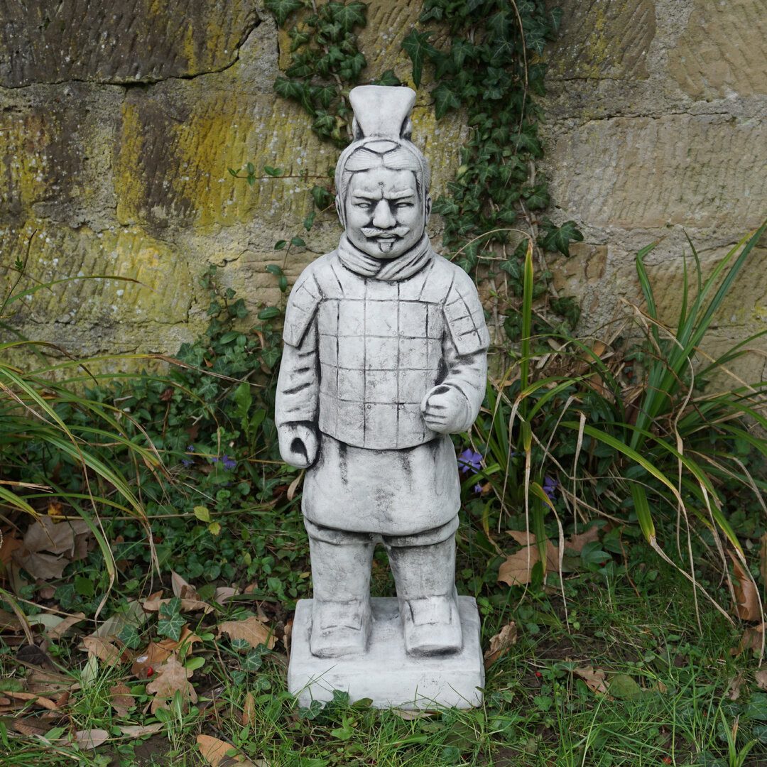 gartendekoparadies.de Gartenfigur Terrakotta Krieger Motiv II Steinfigur Steinguss 61 cm 17 kg, Frostsicher