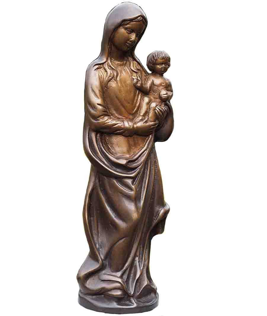 Bronzeskulpturen Skulptur Bronzefigur kleine Maria mit Kind