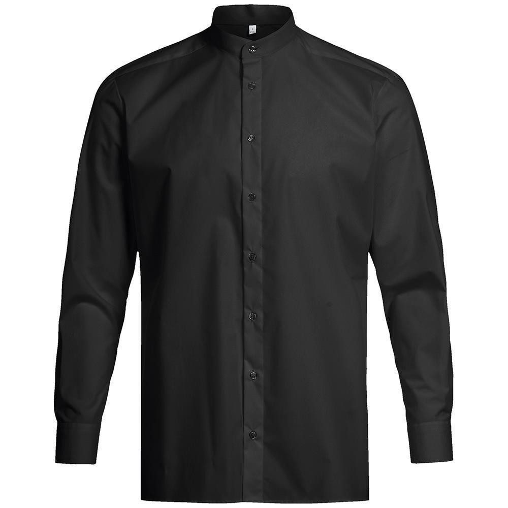 GREIFF Langarmhemd Greiff Corporate Hemd BASIC Herren Stehkragen OEKO TEX® Schwarz 43/44