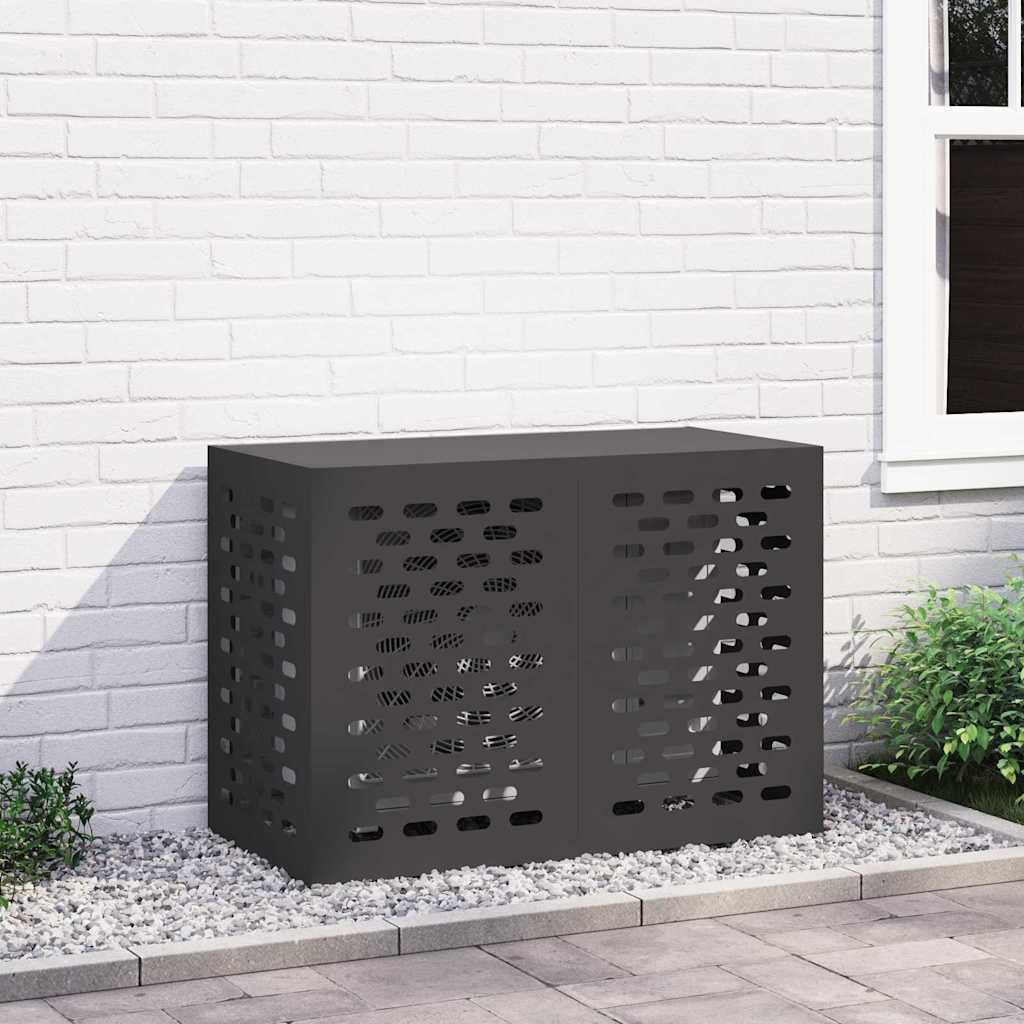 vidaXL Klimaanlagen-Verkleidung, Klimaanlagenabdeckung Schwarz 100 x 50 x 70 cm Stahl