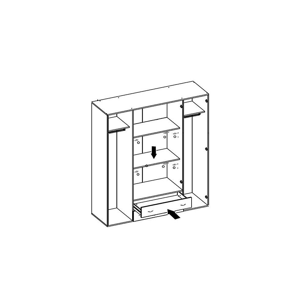 Jugendzimmerschrank 4 ca. Weiß cm 160 Stauraumschrank Kleiderschrank Drehtürenschrank Pol-Power 58-124-17 BASE