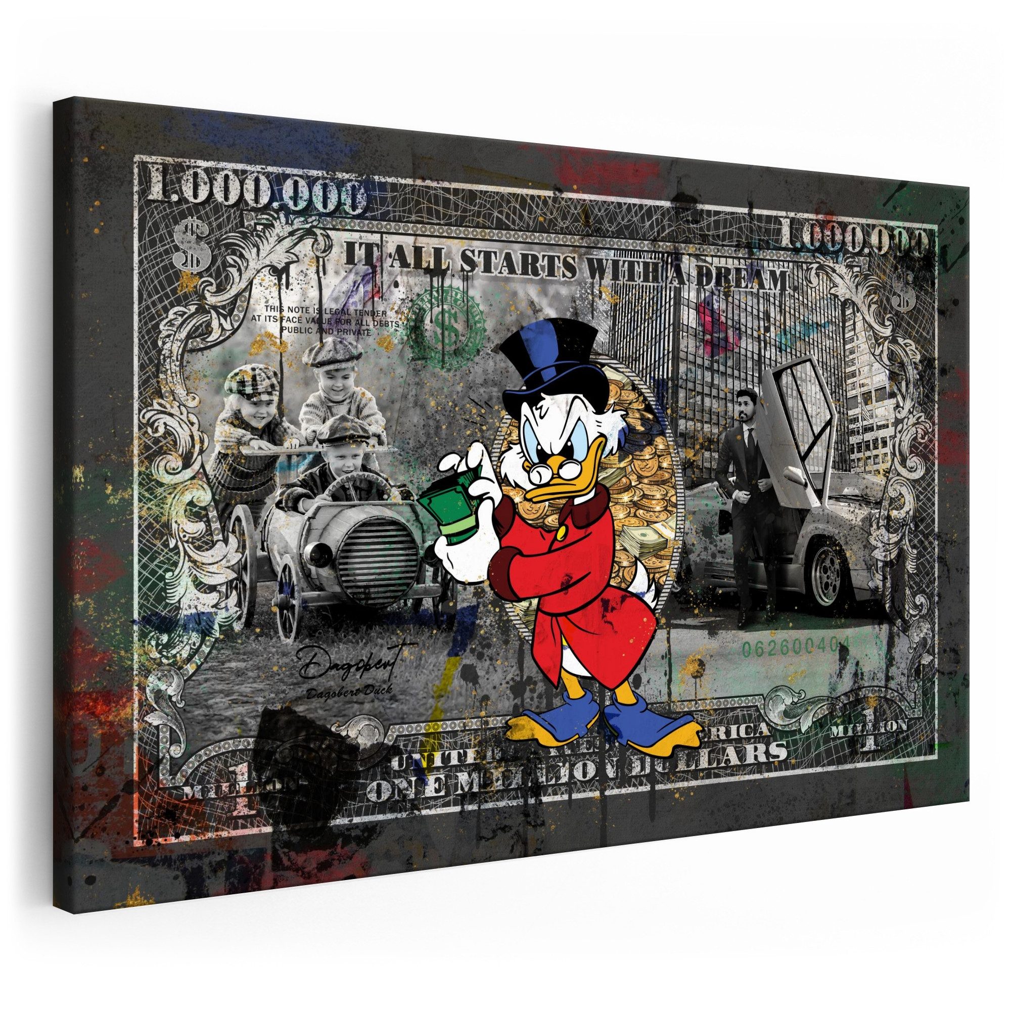 Artmazing Leinwandbild Duck Dollar, Duck Dollar, gesp. auf FSC Echtholz-Keilrahmen, in versch. Größen