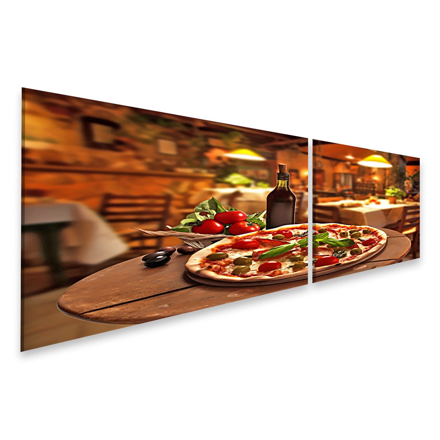 islandburner Leinwandbild, Italienisches Restaurant mit frischer Pizza