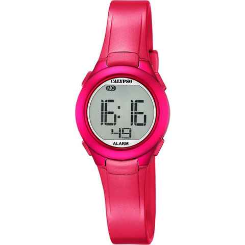 CALYPSO WATCHES Digitaluhr Calypso Damen Uhr K5677/4 Kunststoffband, (Digitaluhr), Damen Armbanduhr rund, PURarmband pink, Sport