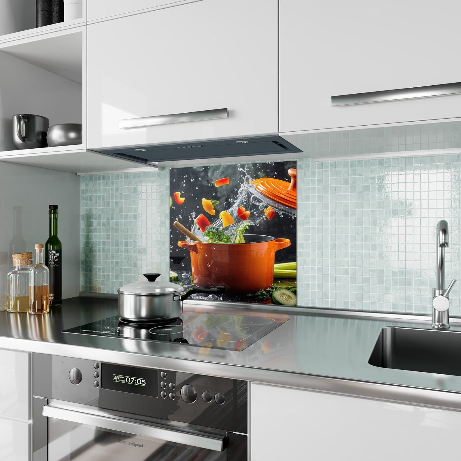 Primedeco Küchenrückwand Spritzschutz, Herdblende aus Glas günstig online kaufen