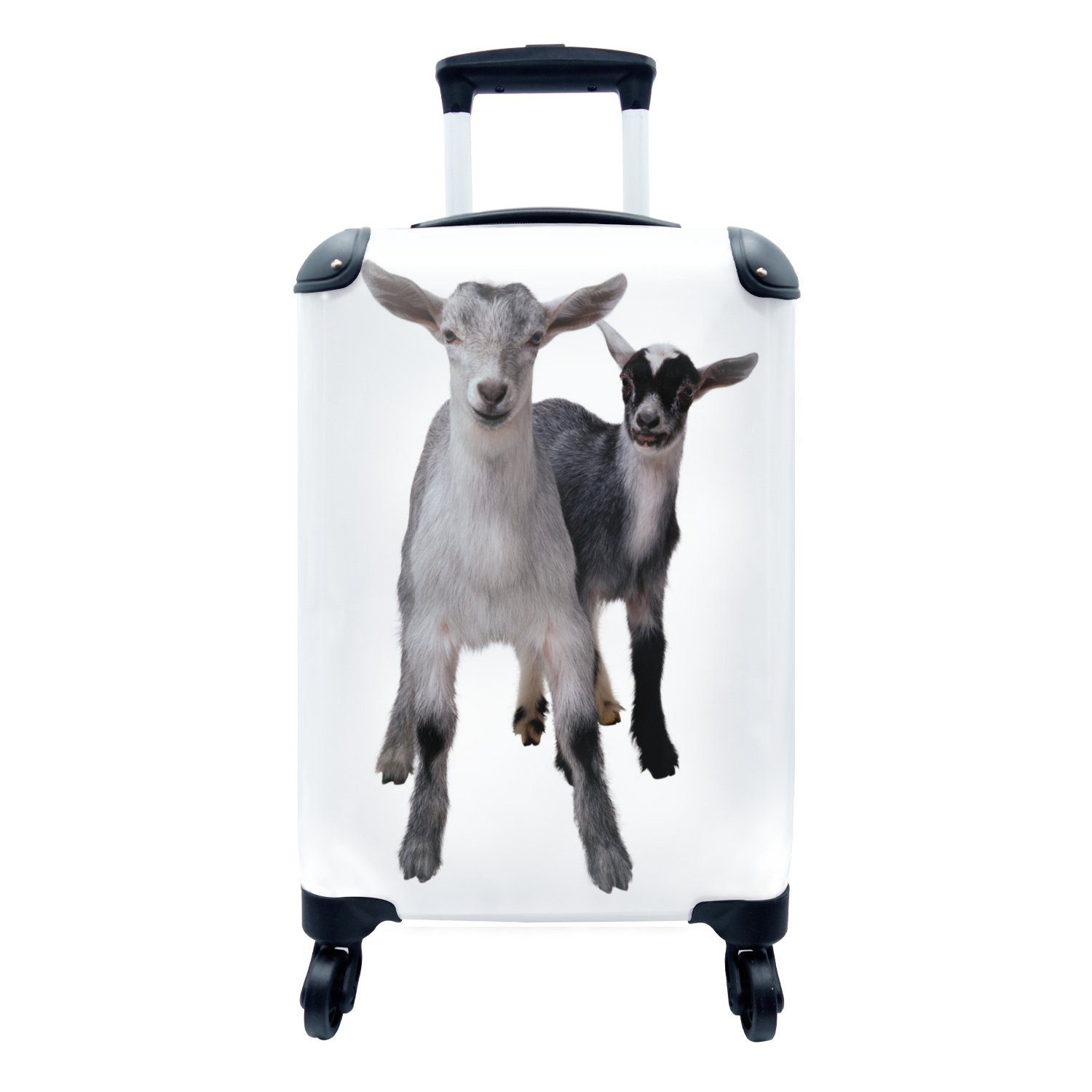 MuchoWow Handgepäckkoffer Ziegen schauen in die Kamera, 4 Rollen, Reisetasche mit rollen, Handgepäck für Ferien, Trolley, Reisekoffer