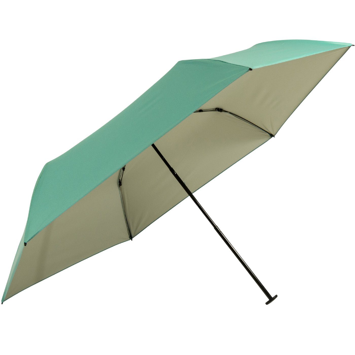 doppler® Taschenregenschirm für Damen, winzig klein und sehr leicht, UV-Schutz, außen aqua, innen elfenbein - ein Hingucker