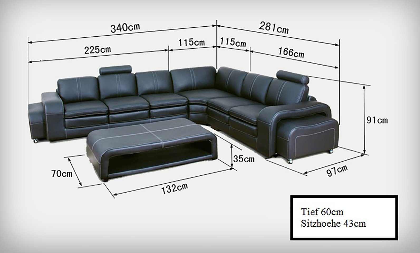 JVmoebel Ecksofa, Leder Couch Wohnlandschaft Sofas L-Form Couchen A1109B Design Eck Sofa