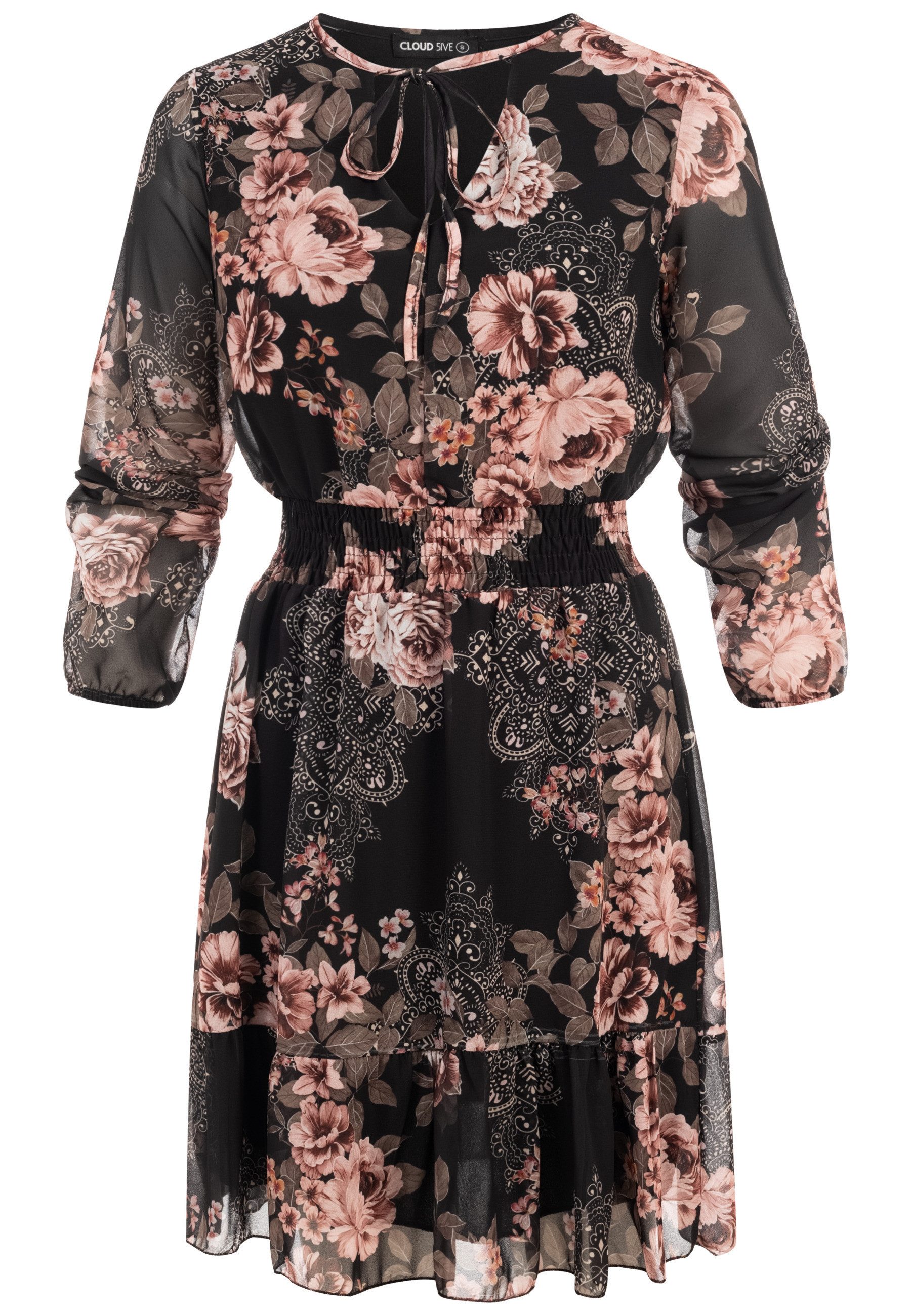 CLOUD 5IVE A-Linien-Kleid CLOUD 5IVE Longsleeve Dress with flower print (1-tlg)