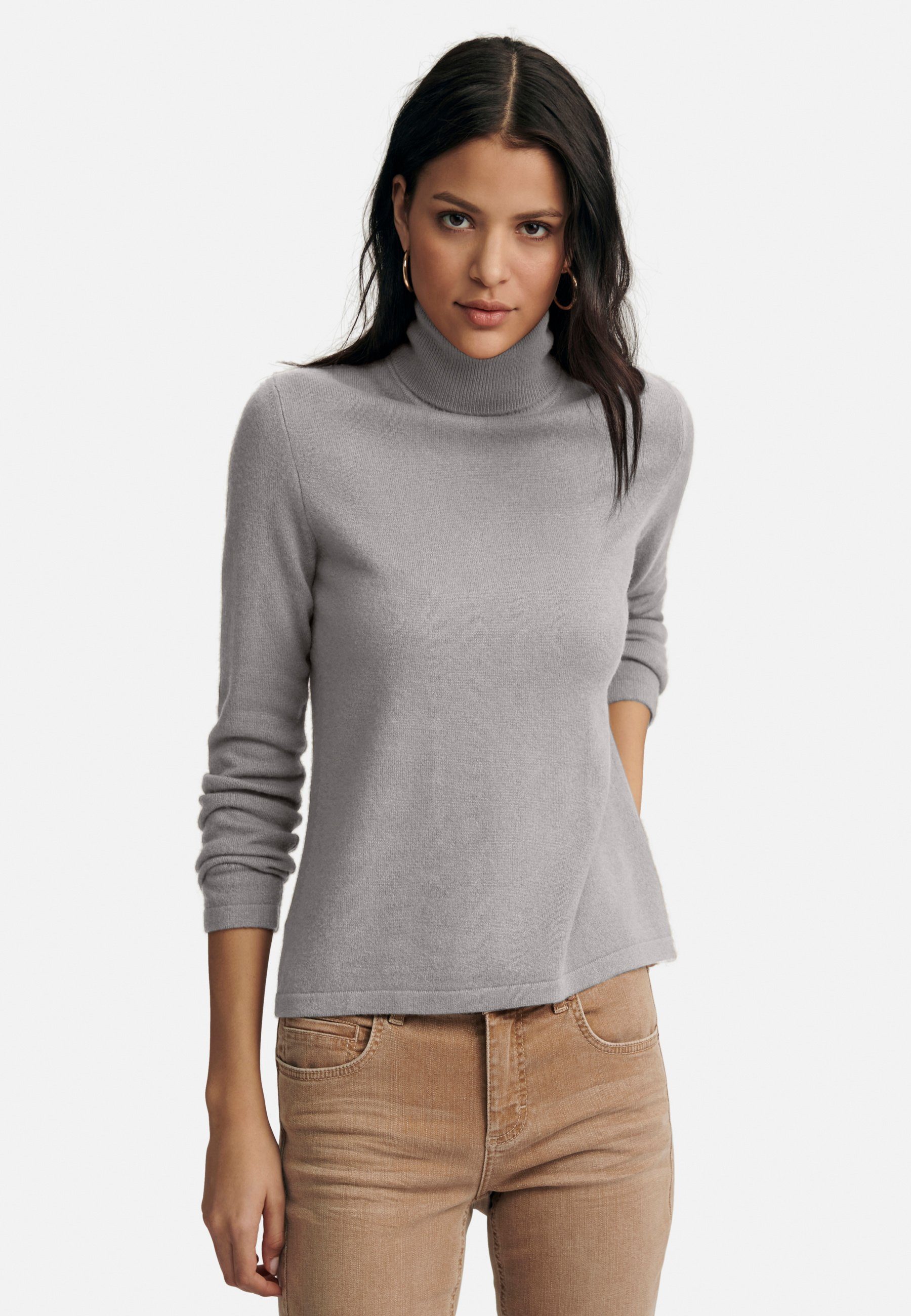 Peter Hahn Rollkragenpullover Cashmere klassischem mit graumeliert Design